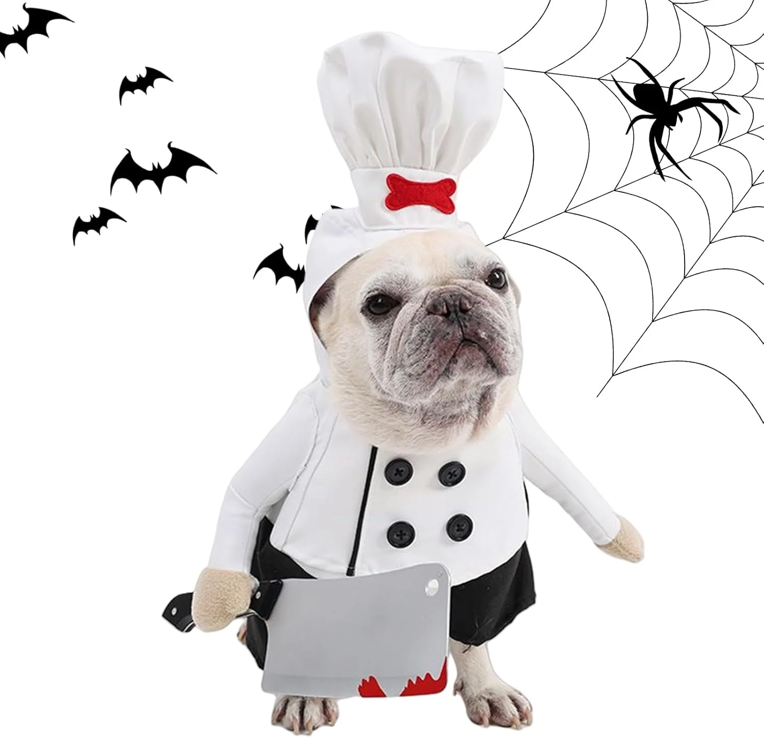 لباس سگ - لباس سرآشپز خنده دار سگ برای هالووین | لباس های حیوانات خانگی شبح آور با پیراهن سرآشپز و کلاه آشپزی برای توله سگ و بچه گربه، مناسب مهمانی در فضای باز، خانه و تعطیلات