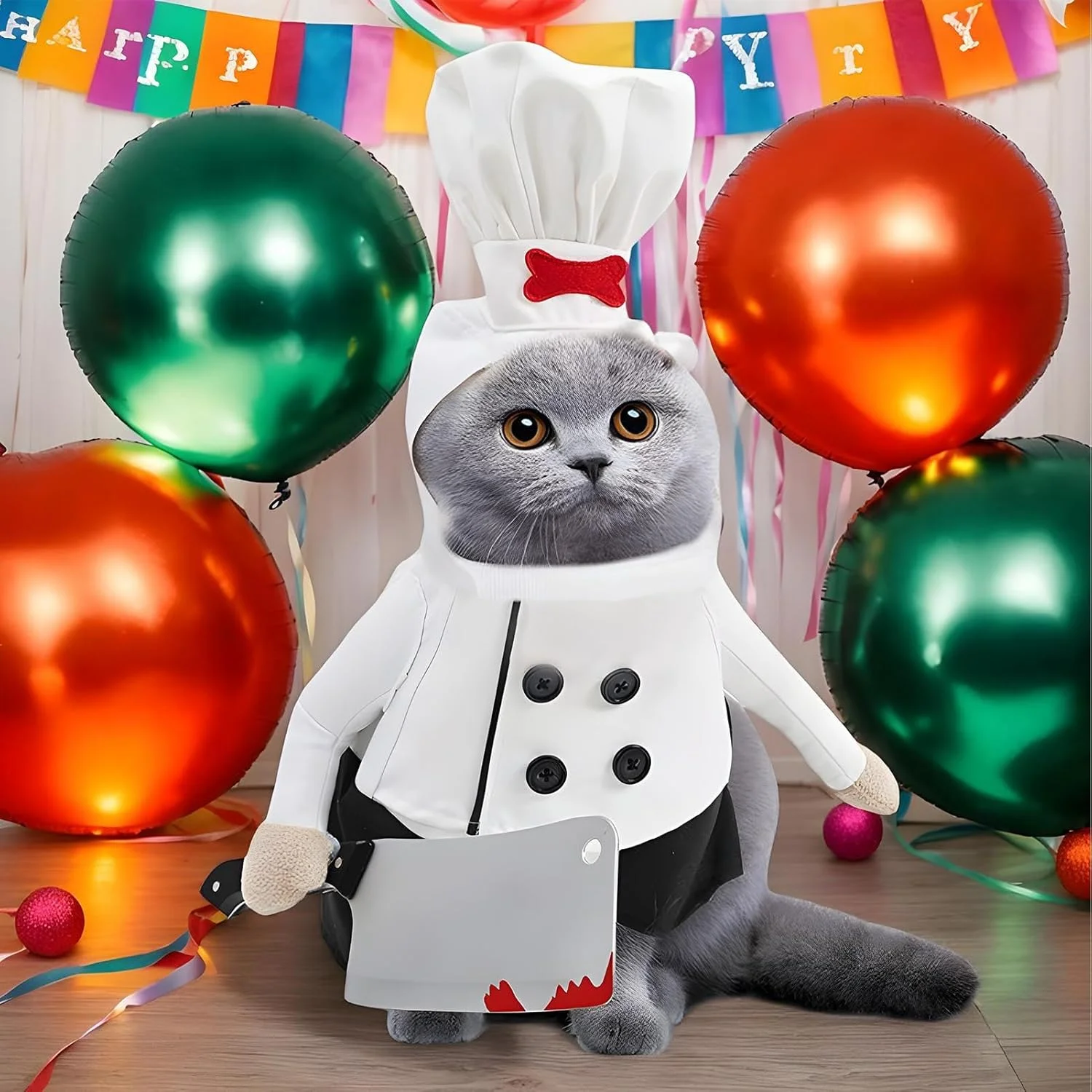 لباس سگ - لباس سرآشپز خنده دار سگ برای هالووین | لباس های حیوانات خانگی شبح آور با پیراهن سرآشپز و کلاه آشپزی برای توله سگ و بچه گربه، مناسب مهمانی در فضای باز، خانه و تعطیلات