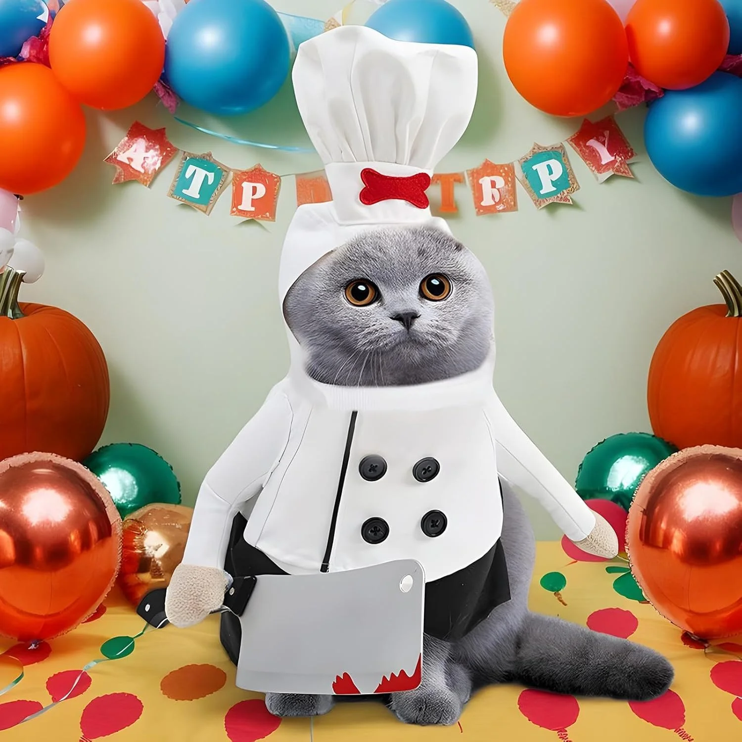 لباس سگ - لباس سرآشپز خنده دار سگ برای هالووین | لباس های حیوانات خانگی شبح آور با پیراهن سرآشپز و کلاه آشپزی برای توله سگ و بچه گربه، مناسب مهمانی در فضای باز، خانه و تعطیلات