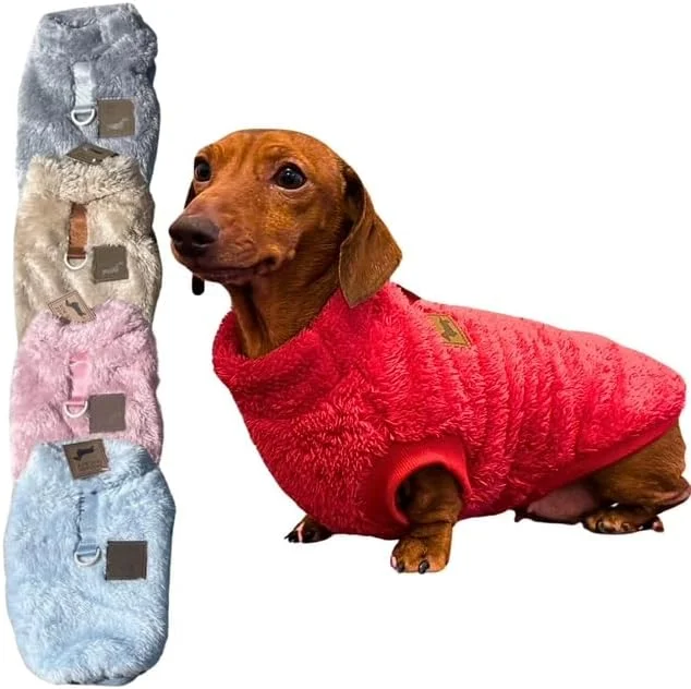 ژاکت زمستانی پشمی سگ برای نژاد داشهوند، پلیور گرم پشمی حیوانات خانگی، رنگ های متنوع، ژاکت پشمی نرم و راحت سگ داشهوند با اتصال بند | جعبه سگ سوسیسی (آبی ابری، M)