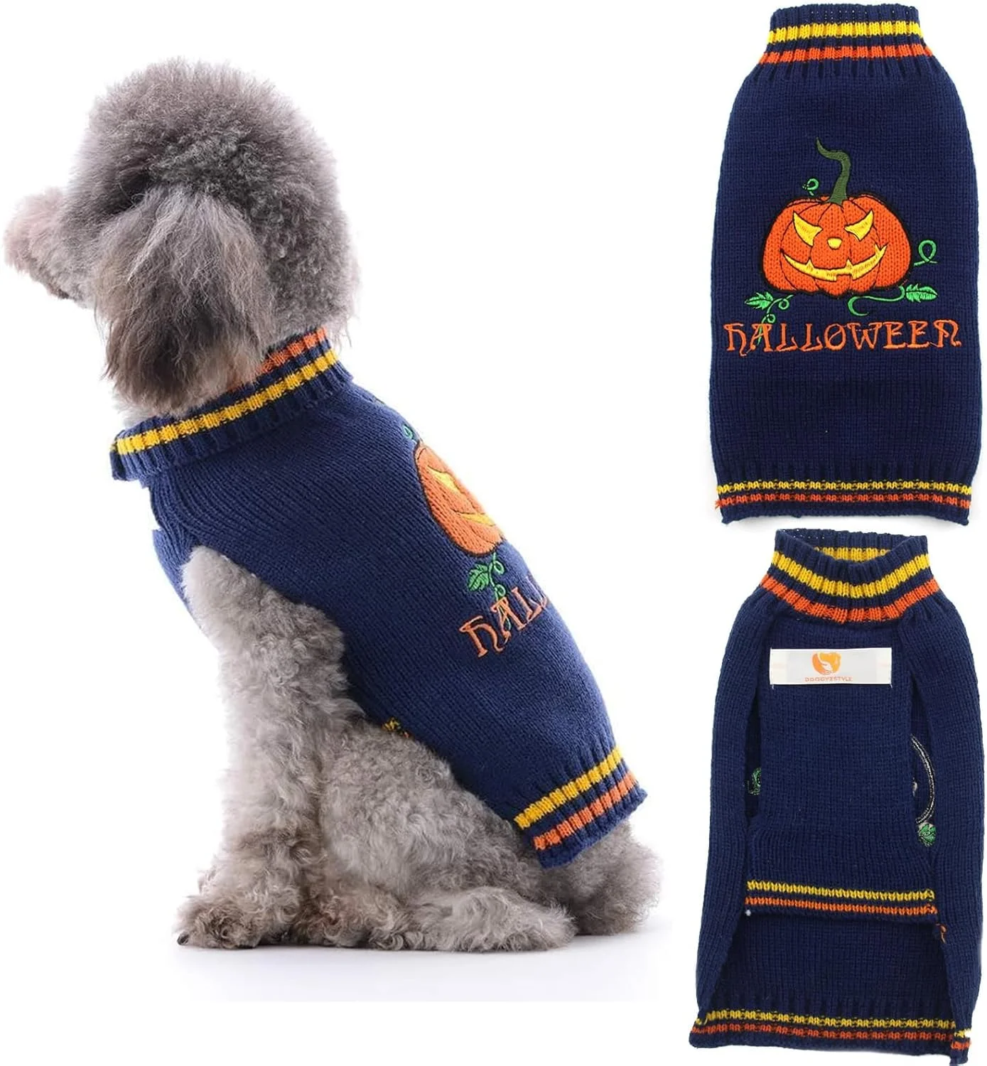 لباس سگ، لباس خنده دار حیوانات خانگی برای مهمانی هالووین، کریسمس و نقش آفرینی (نارنجی/مشکی، سایز S)