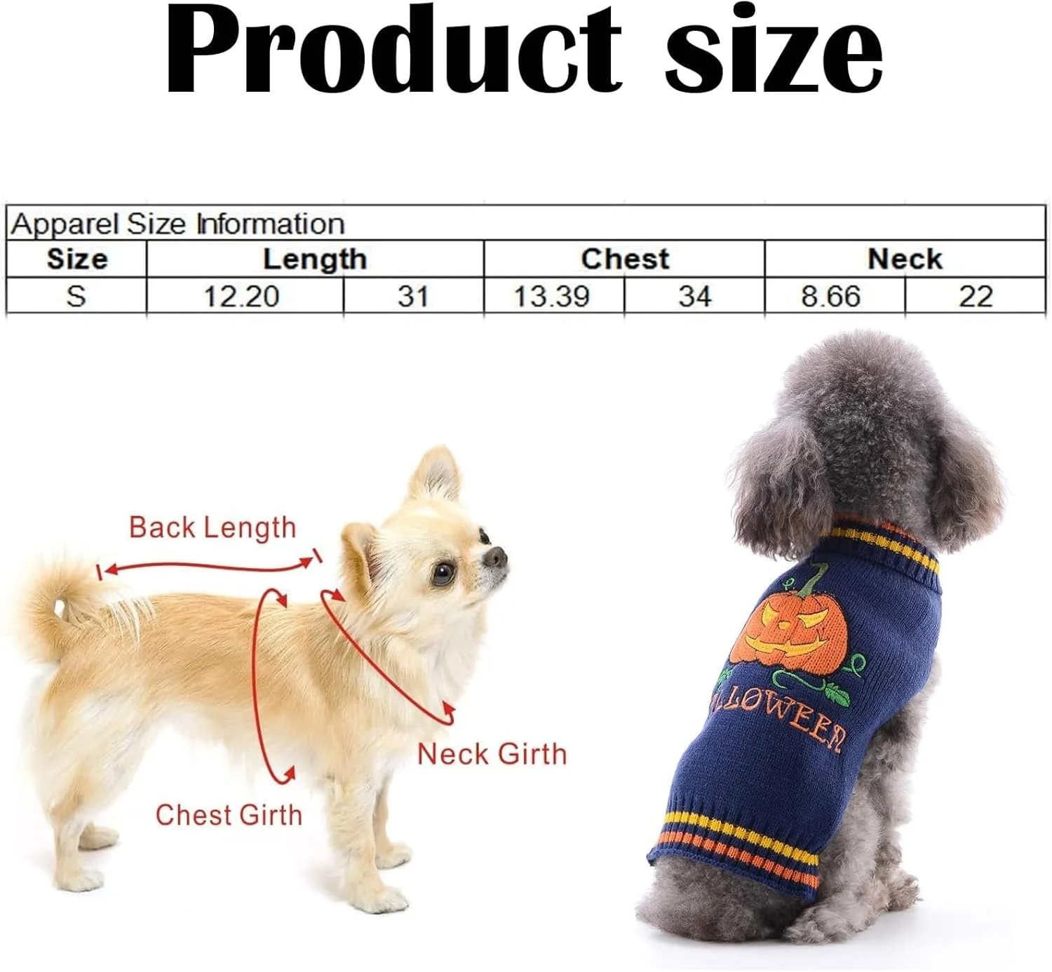 لباس سگ، لباس خنده دار حیوانات خانگی برای مهمانی هالووین، کریسمس و نقش آفرینی (نارنجی/مشکی، سایز S)
