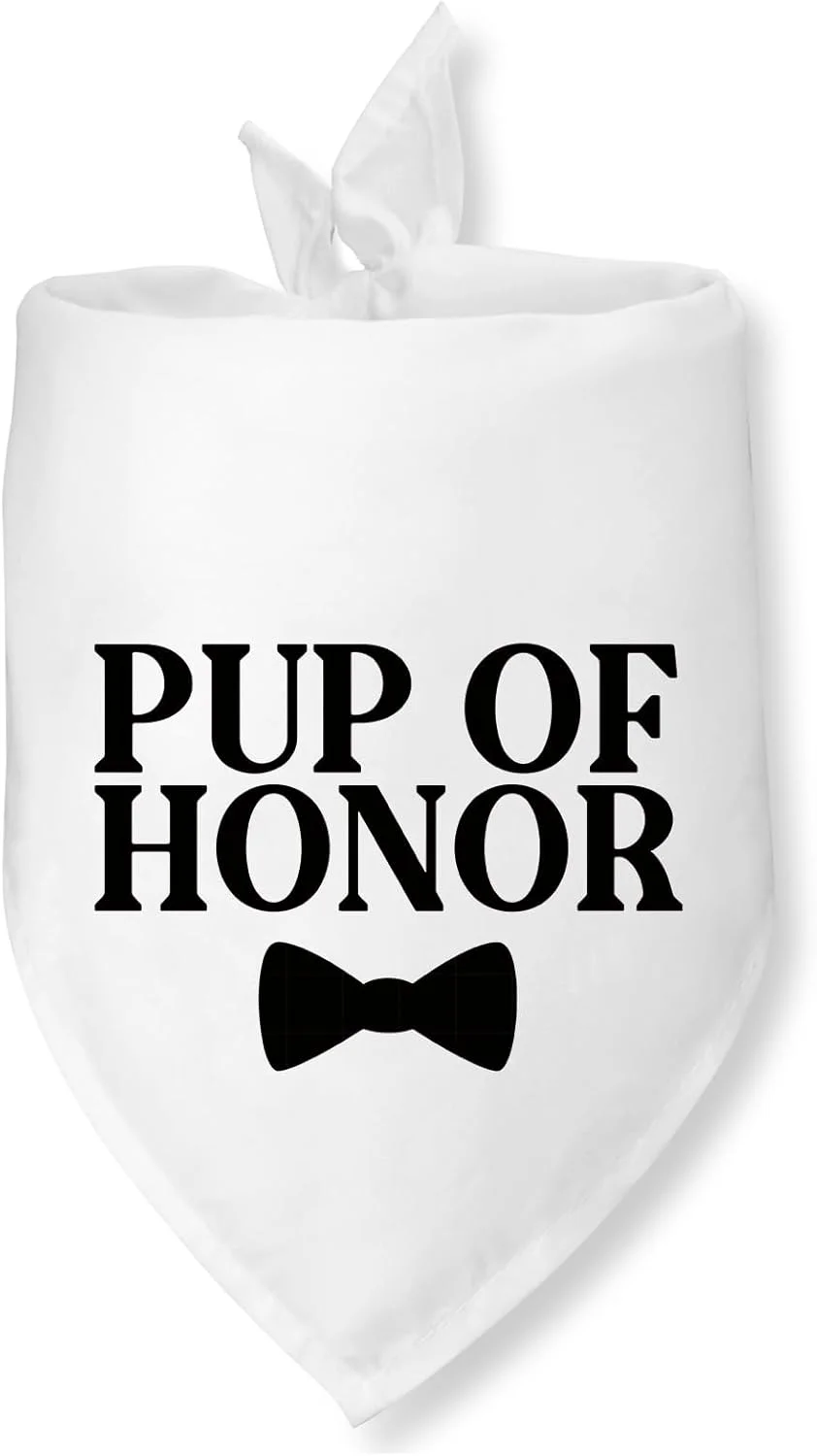 هدیه عروسی برای زوج ها، دستمال گردن سگ Pup of Honor، دستمال گردن سگ عالی برای عروسی، اعلام نامزدی، هدیه نامزدی برای زوج ها، روسری حیوانات خانگی برای سگ ها و گربه های کوچک و متوسط
