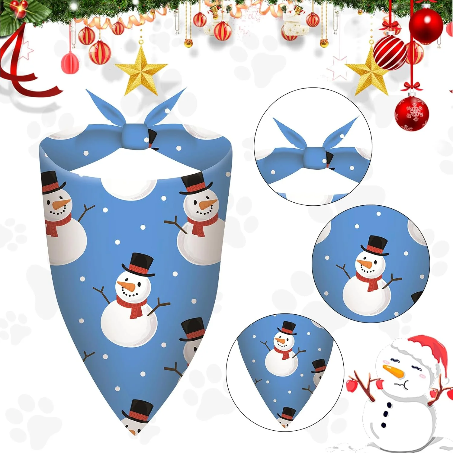 سوراکی ۱۰۰ عدد دستمال گردن سگ کریسمس عمده، دستمال گردن مثلثی سگ با طرح های کریسمس، قابل شستشو، لوازم جانبی تزئینی لباس گربه و سگ