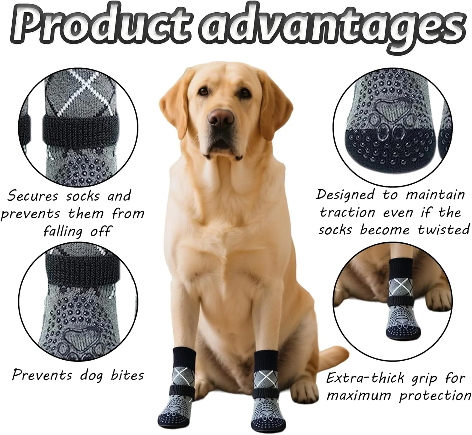 جوراب سگ 4 عددی برای جلوگیری از لیسیدن پنجه سگ، کفش سگ ضد لغزش برای سطوح سخت، روکش انگشت و محافظ پنجه برای سگ های کوچک، متوسط و بزرگ جوراب سگ 4 عددی برای جلوگیری از لیسیدن پنجه سگ، کفش سگ ضد لغزش برای سطوح سخت، روکش انگشت و محافظ پنجه برای سگ های کوچک، متوسط و بزرگ