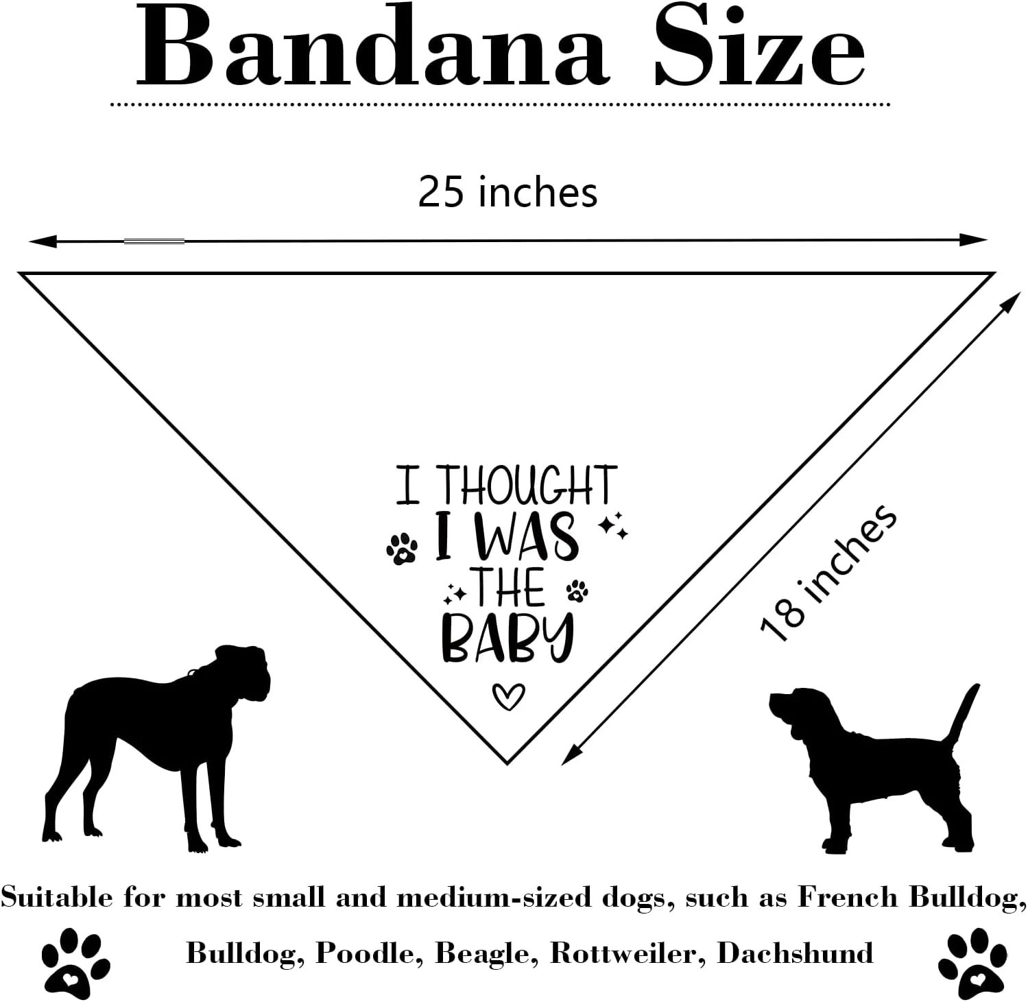 دستمال گردن سگ طرح "فکر میکردم من بچه هستم"، مناسب اعلام بارداری، رنگ سفید، اکسسوری عکس برای دوستداران سگ، هدیه برای صاحب سگ