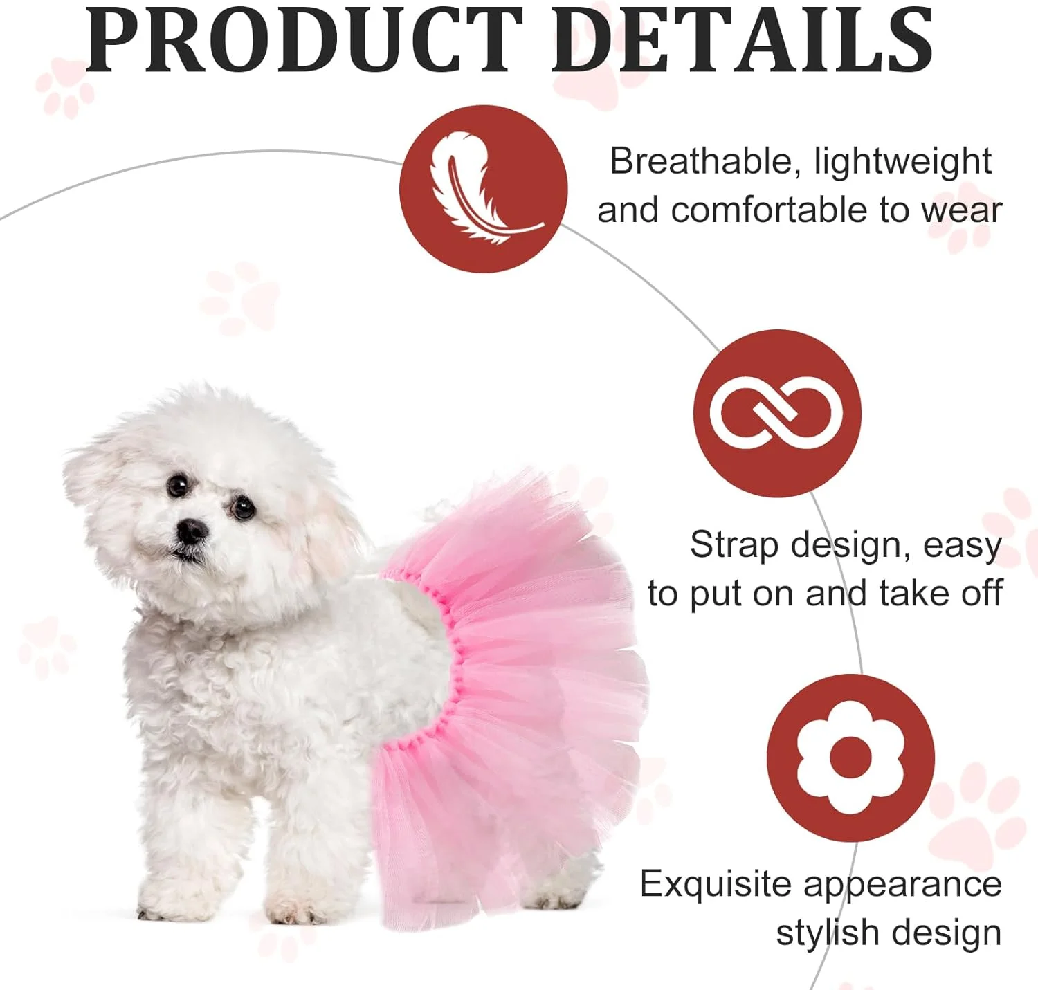 دامن توتو سگ، دامن توری صورتی برای سگ ها، لباس های زیبا برای سگ، دامن سگ، لباس توله سگ، لباس پرنسس سگ، لوازم جانبی عکس مهمانی عروسی