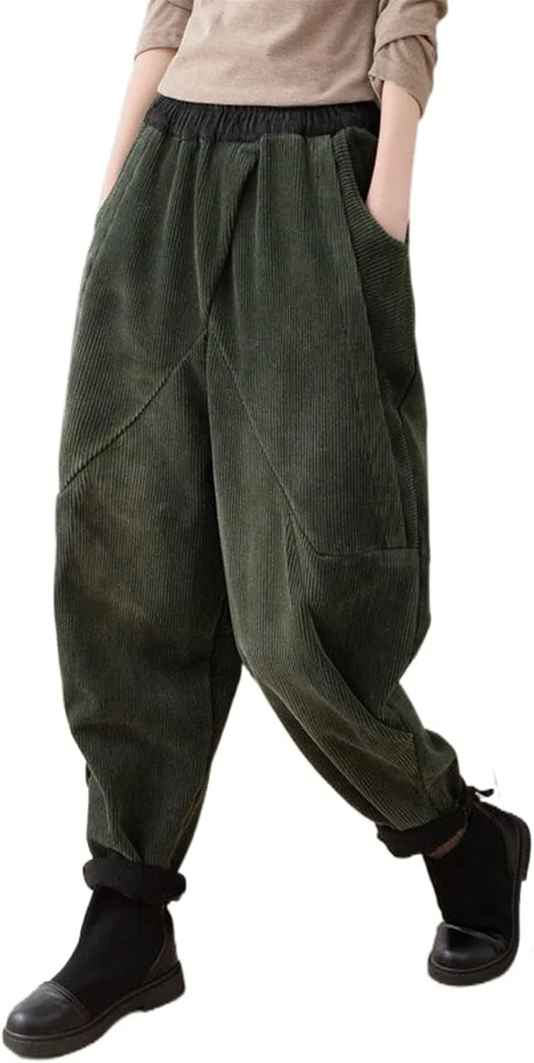 شلوار زنانه، شلوار مخمل کبریتی زنانه، شلوار پاییزی و زمستانی بچگانه، لباس زیر بافتنی گشاد، شلوار زنانه (آبی تیره، 6XL)