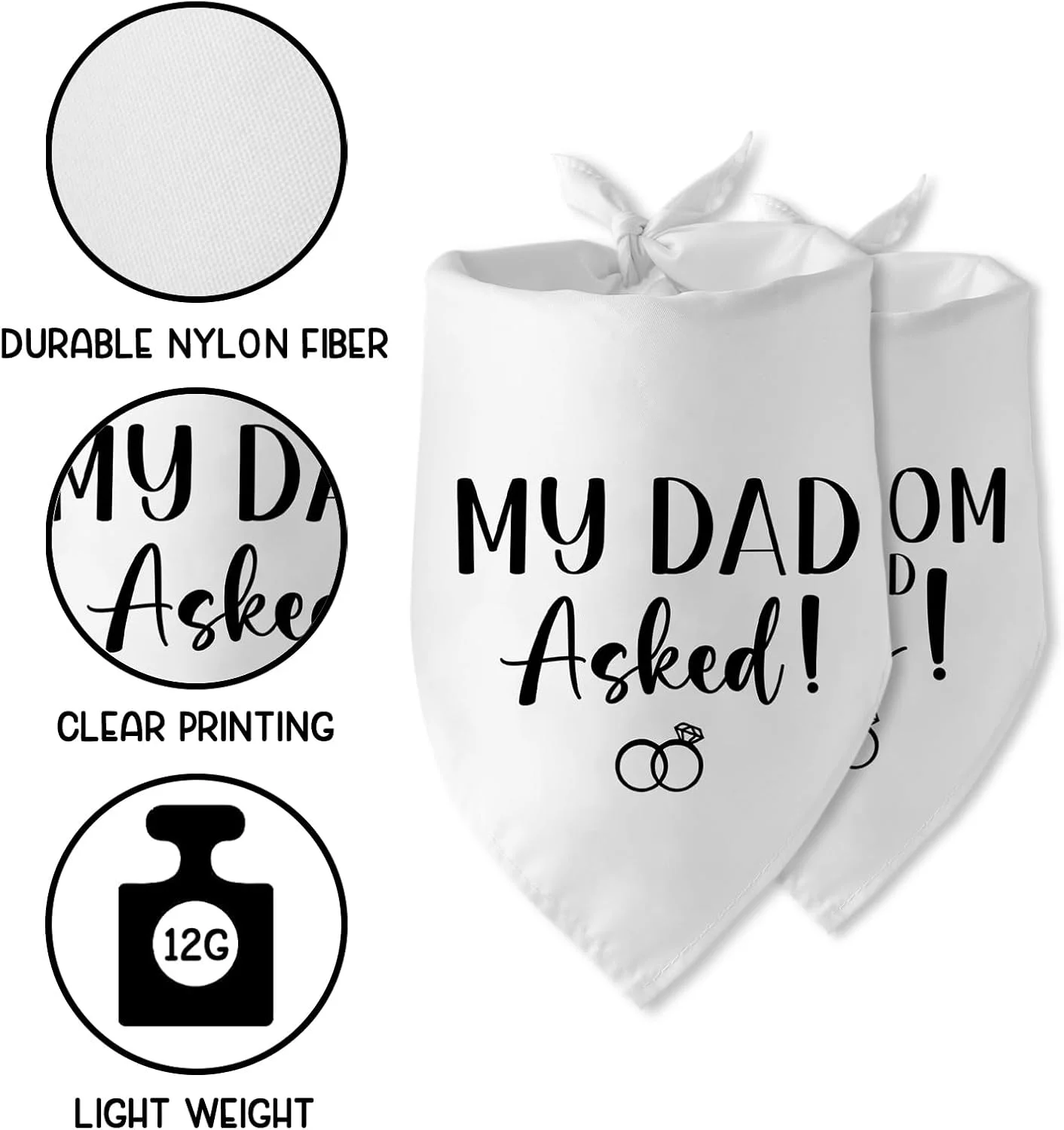 هدیه نامزدی طرح سگ با نوشته 'پدرم پرسید! مادرم بله گفت!'، دستمال گردن سگ، شال حیوانات خانگی، اکسسوری حیوانات خانگی مناسب برای عکس عروسی، هدیه برای صاحبان سگ، دکوراسیون جشن نامزدی و عروسی هدیه نامزدی طرح سگ با نوشته 'پدرم پرسید! مادرم بله گفت!'، دستمال گردن سگ، شال حیوانات خانگی، اکسسوری حیوانات خانگی مناسب برای عکس عروسی، هدیه برای صاحبان سگ، دکوراسیون جشن نامزدی و عروسی