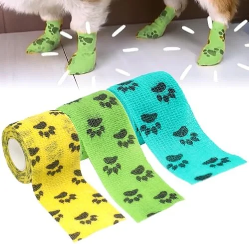 کفش بانداژی سگ EXNOX، محافظ پنجه و چکمه، نوار خود چسب نبافته، پاپوش یکبار مصرف، عرض 10 سانتی متر برای سگ های کوچک، متوسط و بزرگ (3 عدد - B)