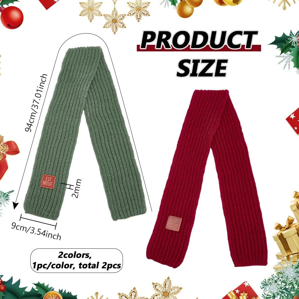 FINGERINSPIRE بسته 2 عددی شال گردن بافتنی پلی استر برای سگ ها 940 x 90 x 2 میلی متر قرمز و سبز گرم بافتنی کریسمس زمستانی تزئینی شال گردن لوازم جانبی لباس حیوان خانگی برای سگ های کوچک متوسط و بزرگ