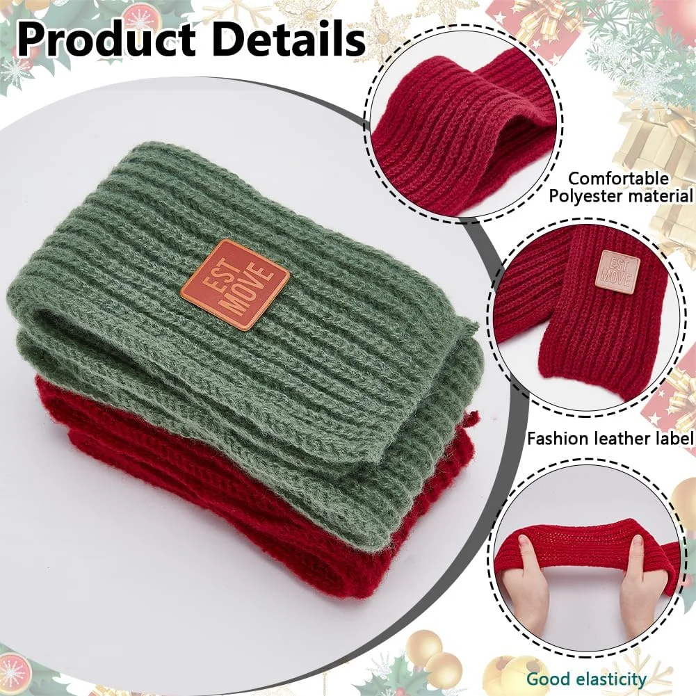 FINGERINSPIRE بسته 2 عددی شال گردن بافتنی پلی استر برای سگ ها 940 x 90 x 2 میلی متر قرمز و سبز گرم بافتنی کریسمس زمستانی تزئینی شال گردن لوازم جانبی لباس حیوان خانگی برای سگ های کوچک متوسط و بزرگ