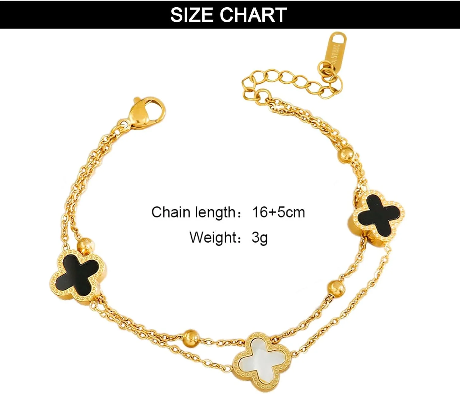 دستبند برگ شبدر، دستبند استیل تیتانیوم چهار برگ شبدر برای زنان و دختران، زیورآلات نماد شانس طلایی/نقره ای قابل تنظیم دستبند برگ شبدر، دستبند استیل تیتانیوم چهار برگ شبدر برای زنان و دختران، زیورآلات نماد شانس طلایی/نقره ای قابل تنظیم