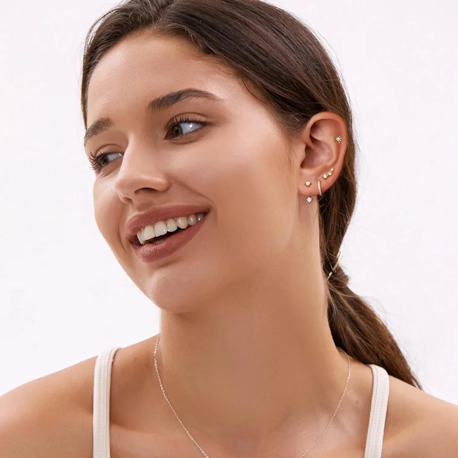 گوشواره میخی طلایی زنانه، گوشواره های غضروفی ضد حساسیت 14 عیار برای استفاده روزانه، ست جواهرات گوشواره های طلایی کوچک و ظریف