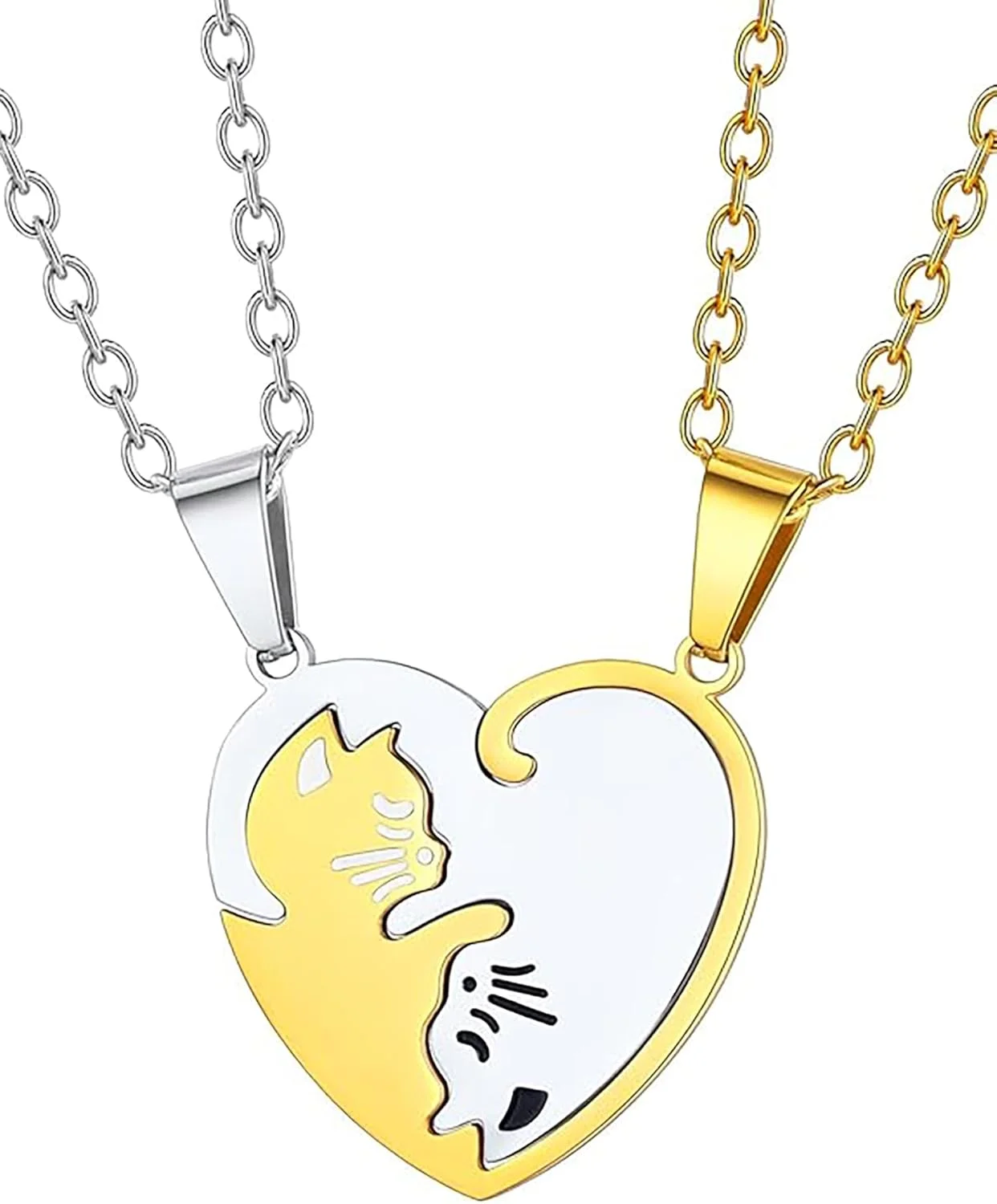 گردنبند ست گربه برای زوج ها و بهترین دوستان، آویز قلب دوستی برای 2 مرد و زن، گردنبند استیل کیتی، جواهرات BFF، هدیه سالگرد تولد کریسمس گردنبند ست گربه برای زوج ها و بهترین دوستان، آویز قلب دوستی برای 2 مرد و زن، گردنبند استیل کیتی، جواهرات BFF، هدیه سالگرد تولد کریسمس