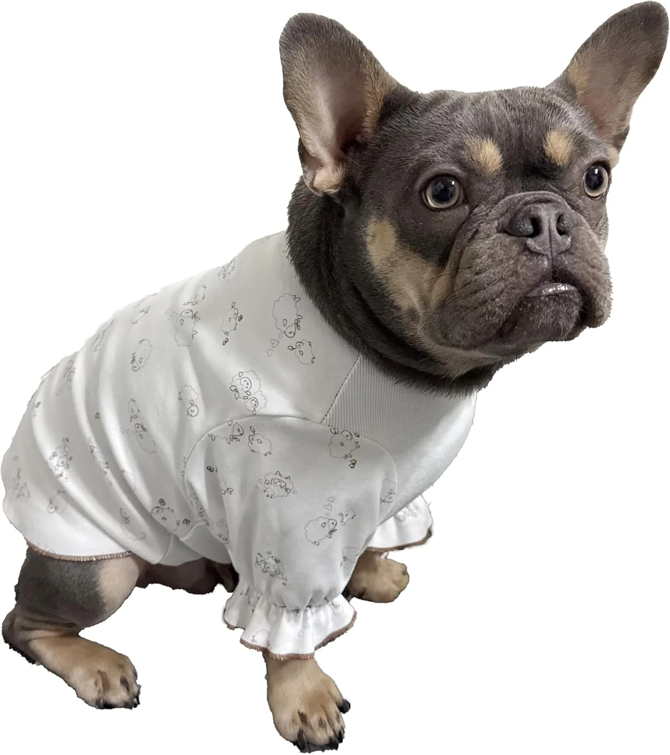 لباس سگ نژاد بولداگ فرانسوی، تی شرت نخی راحتی مناسب داخل خانه (XL، عاجی)