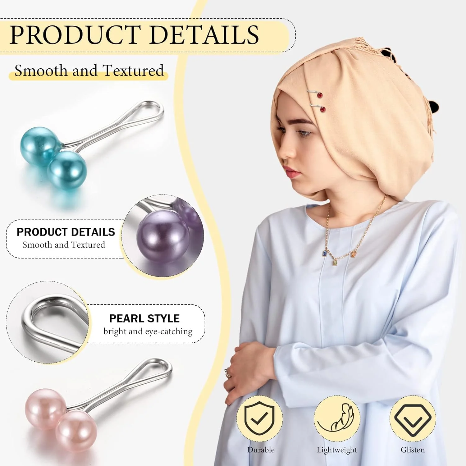 سنجاق حجاب، ست 24 عددی سنجاق سینه مروارید مصنوعی، با قفل ایمن، گیره های ژاکت به سبک قدیمی برای زنان و دختران، جواهرات بافتنی، مجموعه سنجاق تزئینی چند منظوره سنجاق حجاب، ست 24 عددی سنجاق سینه مروارید مصنوعی، با قفل ایمن، گیره های ژاکت به سبک قدیمی برای زنان و دختران، جواهرات بافتنی، مجموعه سنجاق تزئینی چند منظوره