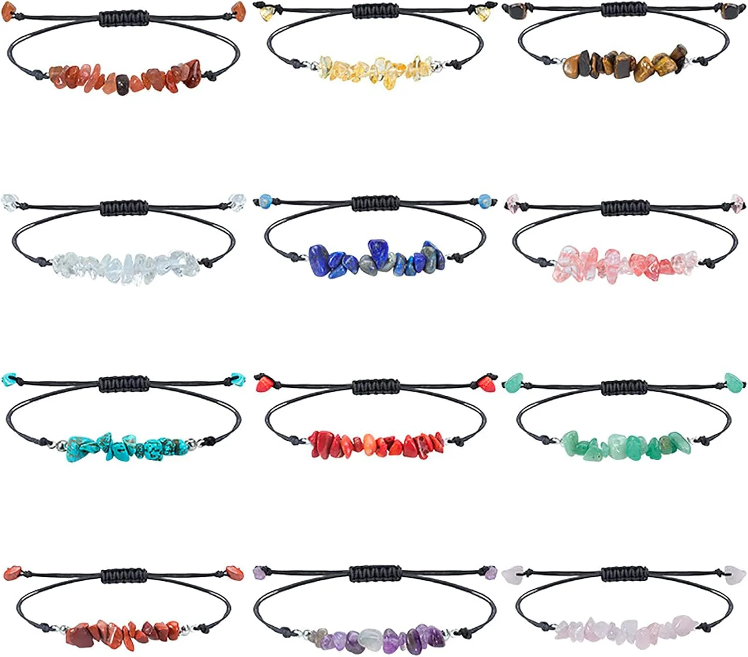 ست دستبند مهره ای سنگی 12 عددی KASTWAVE برای زنان - جواهرات دست ساز یوگا ریکی برای تسکین اضطراب و شفابخشی