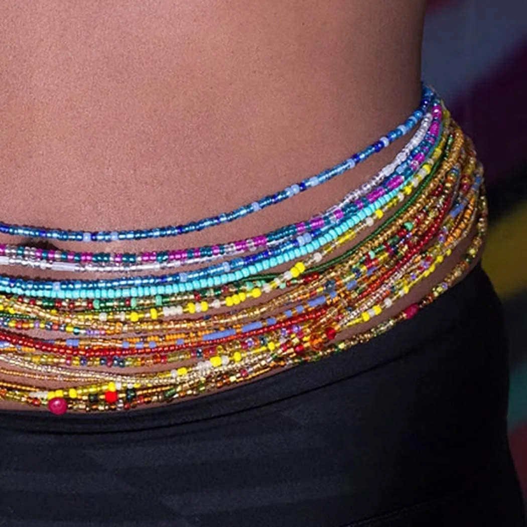 ست مهره کمر 10 عددی KASTWAVE با جعبه، زنجیر بدن رنگارنگ، مهره شکم، جواهرات بیکینی تابستانی برای زنان و دختران ست مهره کمر 10 عددی KASTWAVE با جعبه، زنجیر بدن رنگارنگ، مهره شکم، جواهرات بیکینی تابستانی برای زنان و دختران