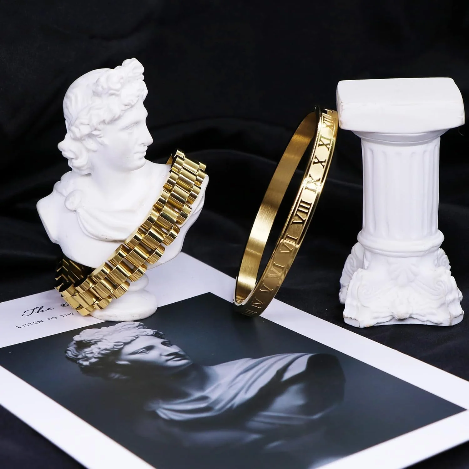 دستبندهای روکش طلایی و نقره ای KASTWAVE برای مردان و زنان، دستبند النگویی اعداد رومی طلایی، دستبند کاف قابل تنظیم، دستبندهای جواهرات لوکس، هدیه یونیسکس دستبندهای روکش طلایی و نقره ای KASTWAVE برای مردان و زنان، دستبند النگویی اعداد رومی طلایی، دستبند کاف قابل تنظیم، دستبندهای جواهرات لوکس، هدیه یونیسکس