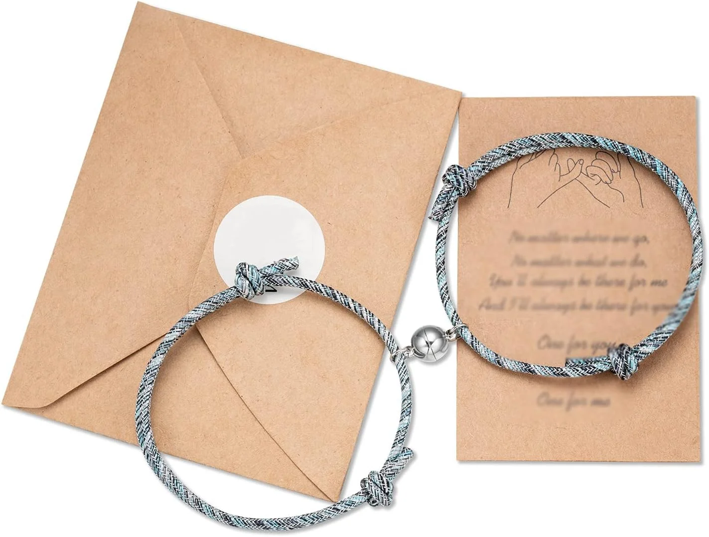 ست دستبند مغناطیسی KASTWAVE، ست دستبند جواهرات زوج، هدیه فارغ التحصیلی دستبند، برای زوج بهترین دوست مردان، زنان، روز ولنتاین، نامزدی، روز شکرگزاری، عروسی (خاکستری و آبی)