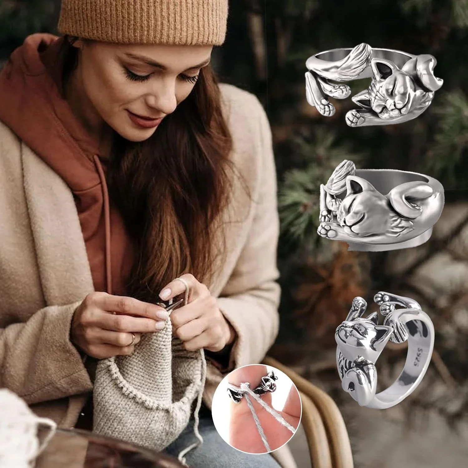 ست انگشتر گربه تنبل قابل تنظیم برای زنان و مردان، ست جواهرات انگشتر باز حیوانات وینتیج، انگشترهای انگشتی گربه نقره ای زیبا برای استفاده روزانه، لوازم جانبی بافتنی مد و هدیه برای دوستداران گربه (نقره ای، 5 عدد) ست انگشتر گربه تنبل قابل تنظیم برای زنان و مردان، ست جواهرات انگشتر باز حیوانات وینتیج، انگشترهای انگشتی گربه نقره ای زیبا برای استفاده روزانه، لوازم جانبی بافتنی مد و هدیه برای دوستداران گربه (نقره ای، 5 عدد)