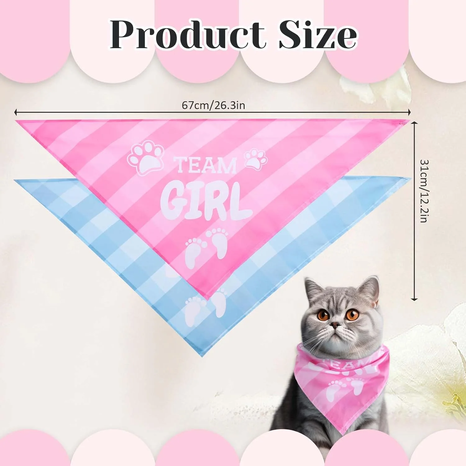 دستمال گردن سگ برای جشن تعیین جنسیت نوزاد، 2 عدد دستمال گردن سگ طرح تیم دختر تیم پسر، دستمال گردن سگ خواهر یا برادر بزرگتر، دستمال گردن سگ برای اعلام تولد نوزاد، اکسسوری شال گردن حیوانات خانگی برای هدیه به دوستداران سگ