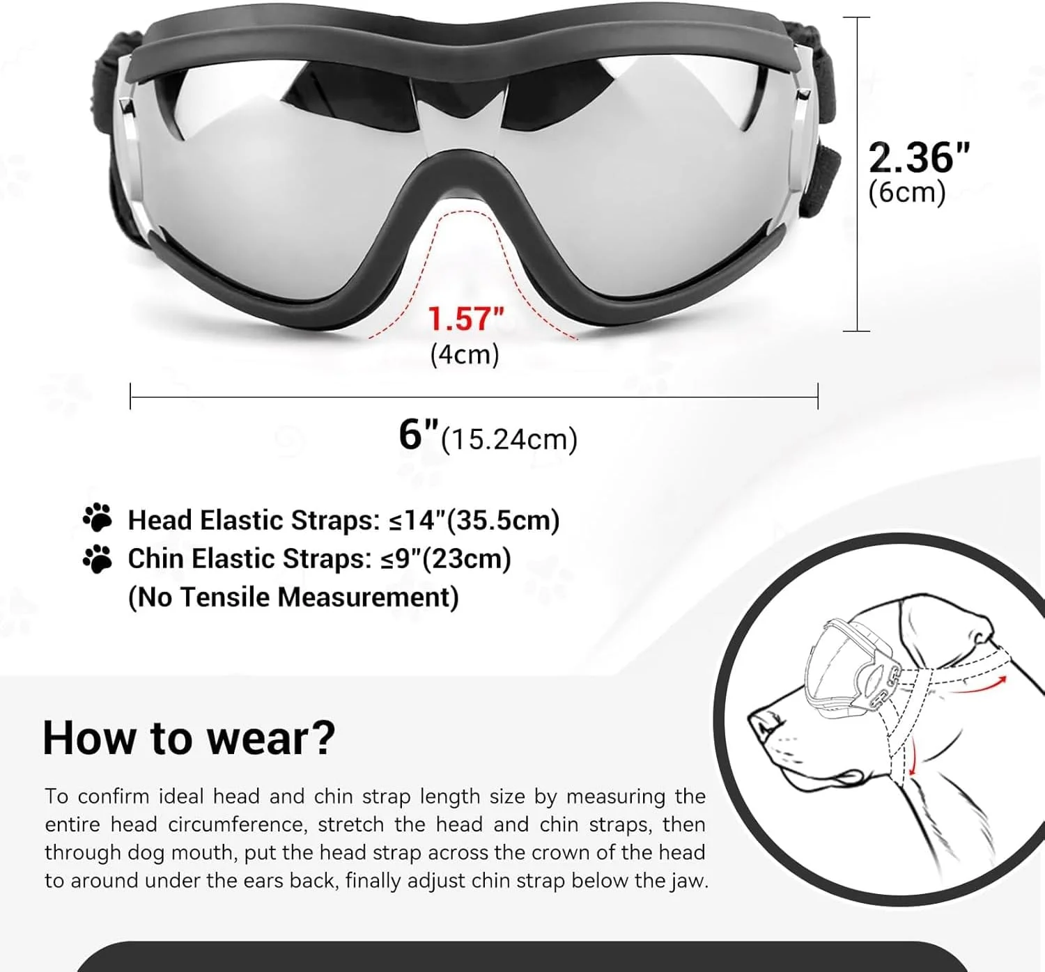 عینک محافظ سگ با محافظت در برابر اشعه ماوراء بنفش، بندهای قابل تنظیم، طراحی ضد باد و ضد گرد و غبار، مشکی، متوسط تا بزرگ عینک محافظ سگ با محافظت در برابر اشعه ماوراء بنفش، بندهای قابل تنظیم، طراحی ضد باد و ضد گرد و غبار، مشکی، متوسط تا بزرگ