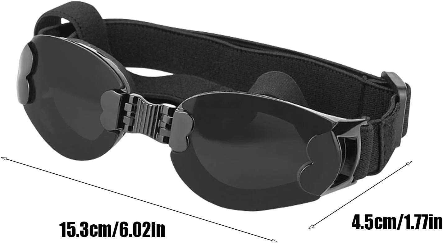 عینک محافظ سگ سایز متوسط، عینک آفتابی سگ، بند قابل تنظیم ضد تابش نور برای پیاده روی، اسکی در فلات و ساحل دریا