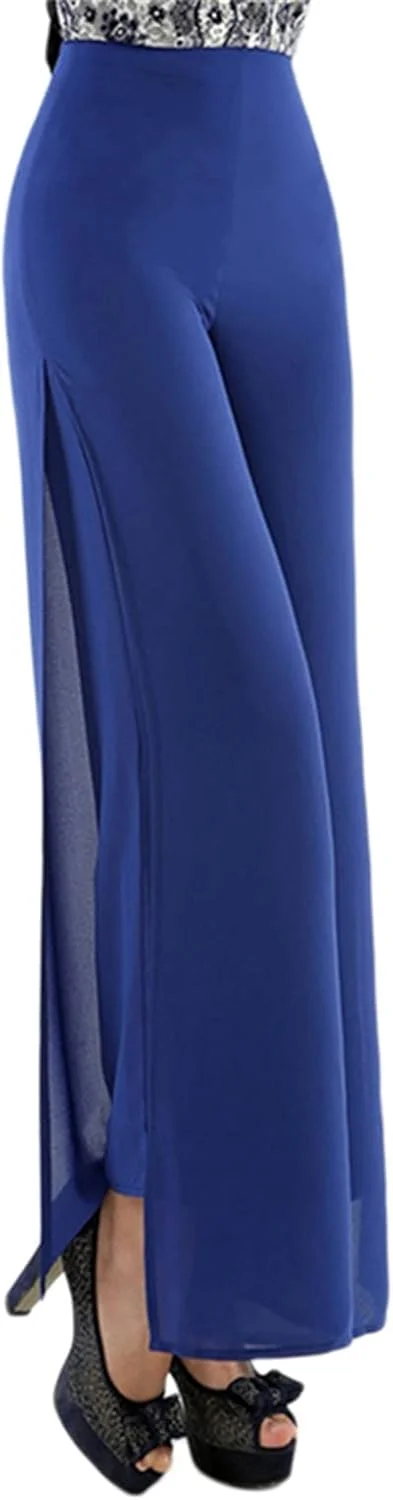 شلوار زنانه تیاندی‌اف‌وای، شلوار شیفون با کیفیت زنانه، کمر بلند، دارای چاک، شلوار گشاد و نازک زنانه، شلوار غیررسمی و آزاد