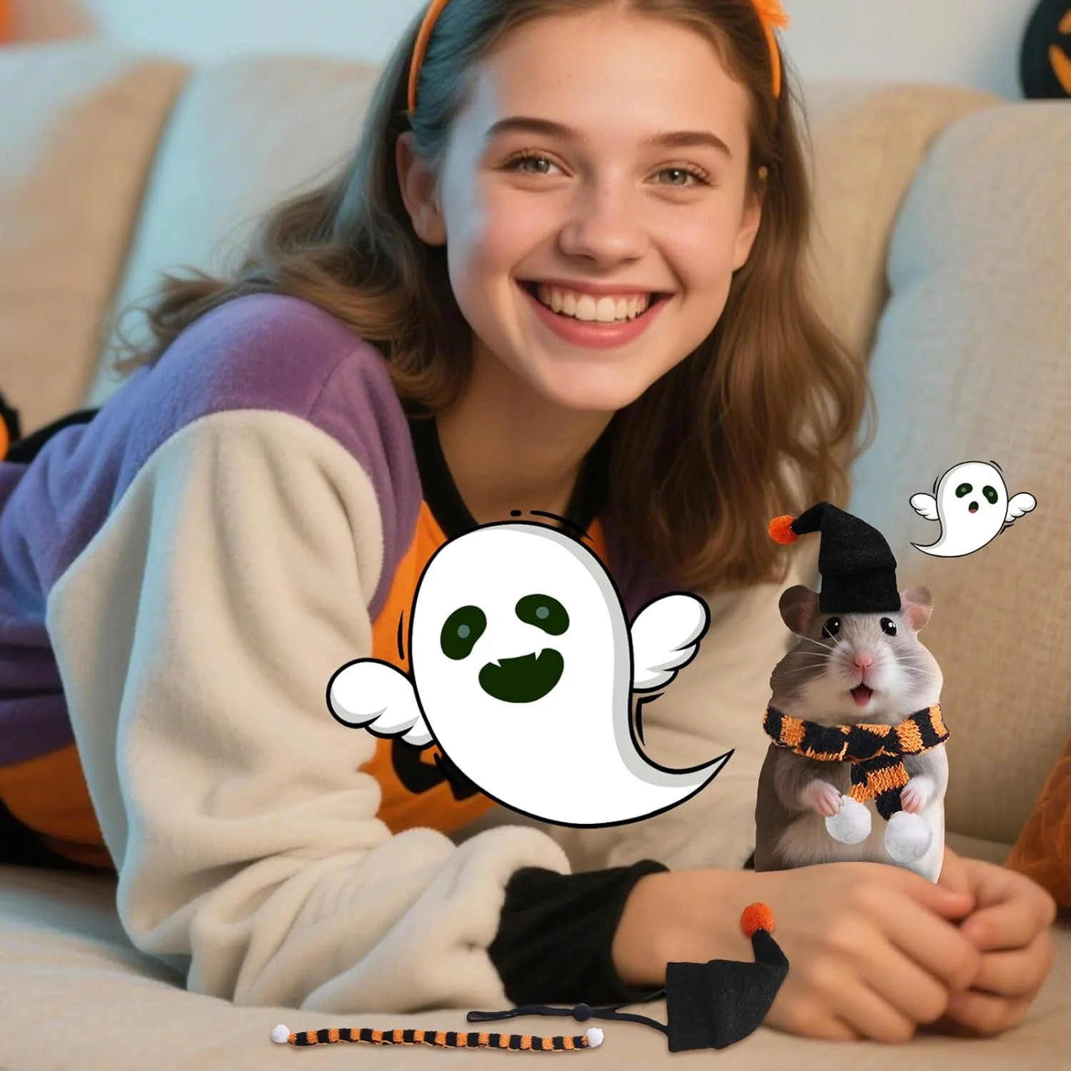 لباس هالووین همستر | کلاه و شال گردن هالووین همستر | لباس حیوانات خانگی تزئینات تعطیلات برای جوجه تیغی راسو چینچیلا عکاسی کریسمس تولد لباس هالووین همستر | کلاه و شال گردن هالووین همستر | لباس حیوانات خانگی تزئینات تعطیلات برای جوجه تیغی راسو چینچیلا عکاسی کریسمس تولد