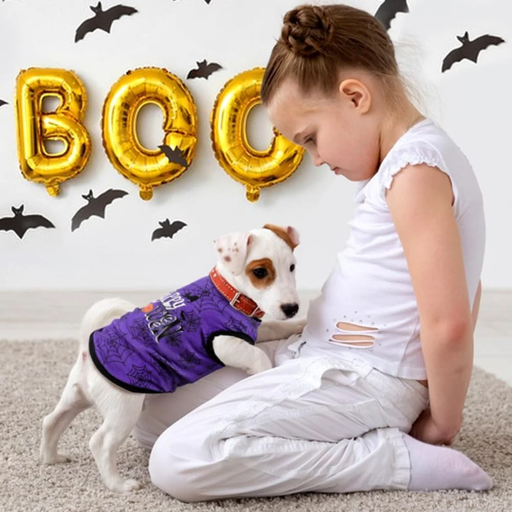 تی‌شرت سگانه هالووین، پنبه نرم، کشسان، سبک وزن، جلیقه بدون آستین، لباس گربه، مناسب برای سگ‌های کوچک، متوسط و بزرگ