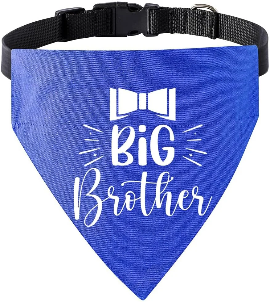 دستمال گردن سگ HDGDT طرح "برادر بزرگتر"، قابل تنظیم، سگک رهاسازی سریع، مشکی، بزرگ