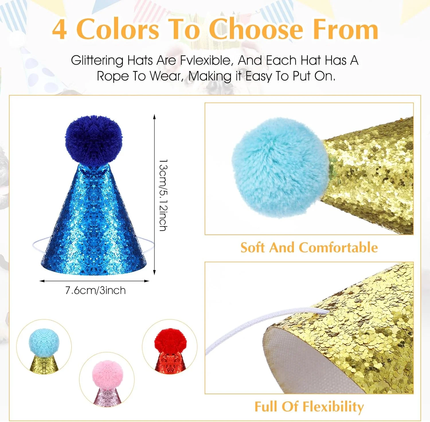 4 عدد مینی تل سر توله سگ بامزه کلاه تولد سگ کلاه گربه چند رنگ با پوم پوم کلاه جاز مهمانی حیوانات خانگی کریسمس لوازم تزئینی قابل تنظیم برای تعطیلات بچه گربه ها خرگوش ها سگ ها حیوانات کوچک دوستان