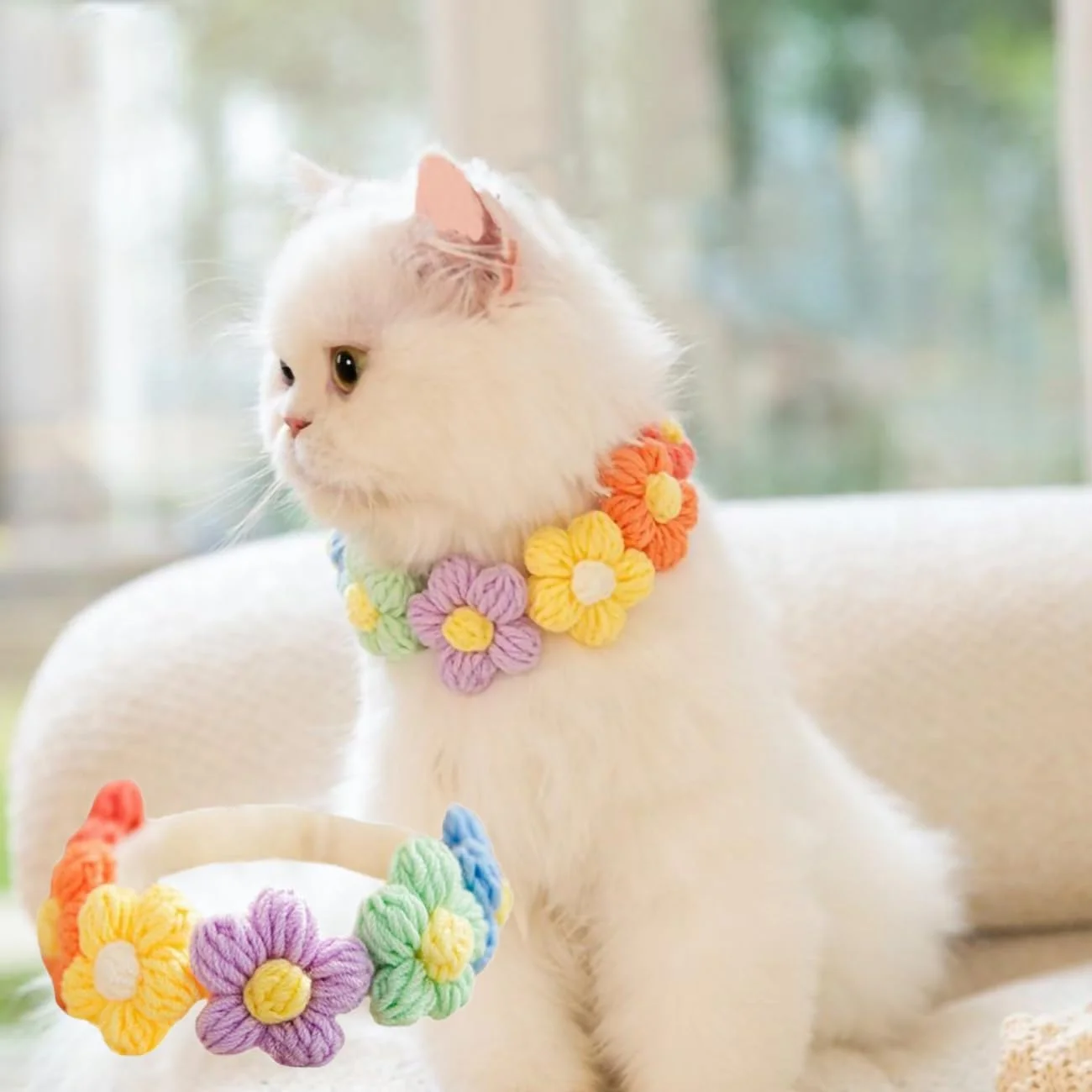 لباس سگ و گربه بافتنی دست ساز Hjvvr طرح گل، قلاده گربه رنگ ماکارون زیبا لباس سگ و گربه بافتنی دست ساز Hjvvr طرح گل، قلاده گربه رنگ ماکارون زیبا