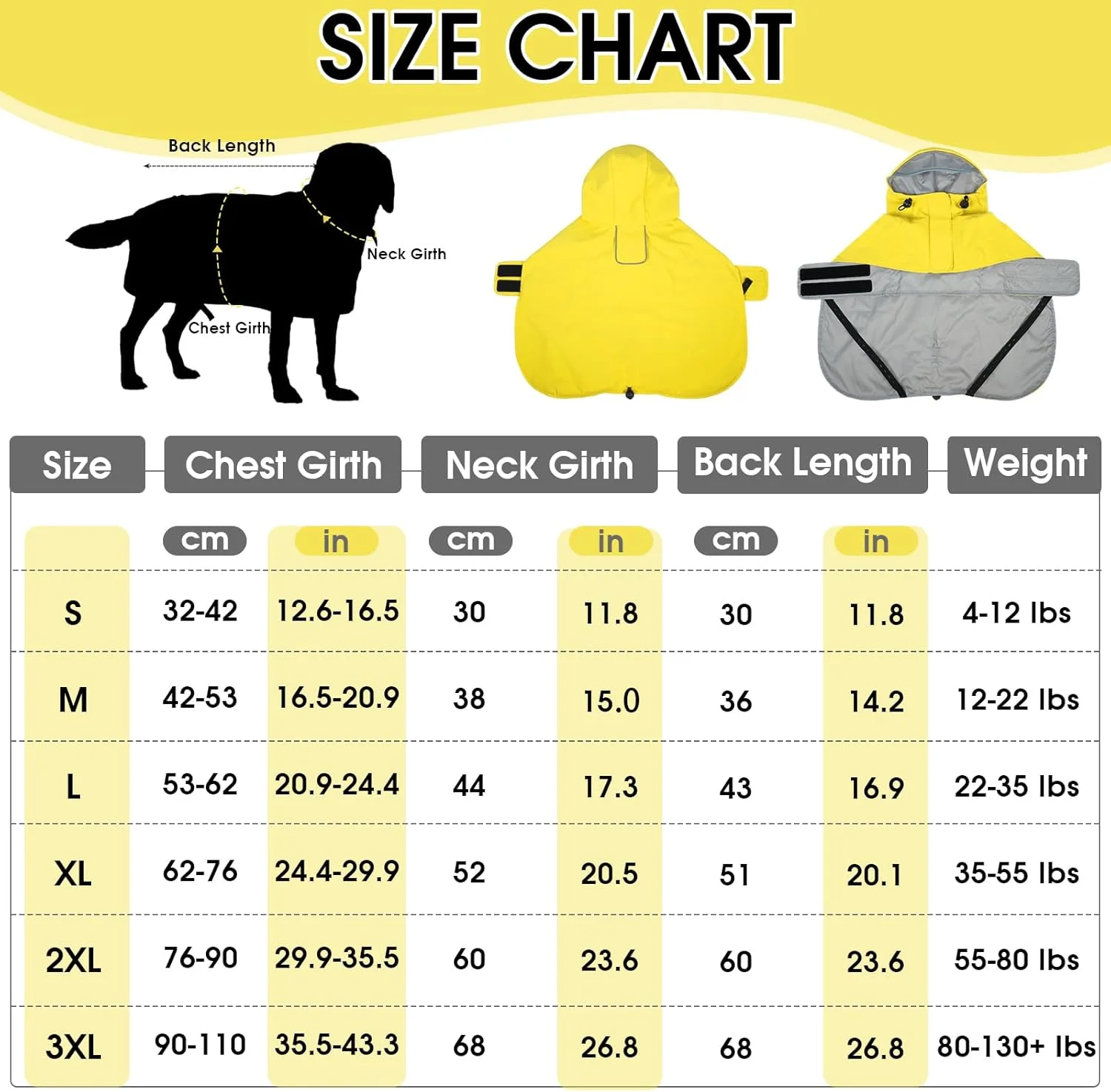 بارانی سگ سایز خیلی بزرگ، بارانی ضدآب سگ کلاه دار، عناصر بازتابنده نور، قابل تنظیم، ژاکت سگ با حلقه های پا و محل اتصال قلاده برای سگ های کوچک، متوسط ​​و بزرگ، زرد