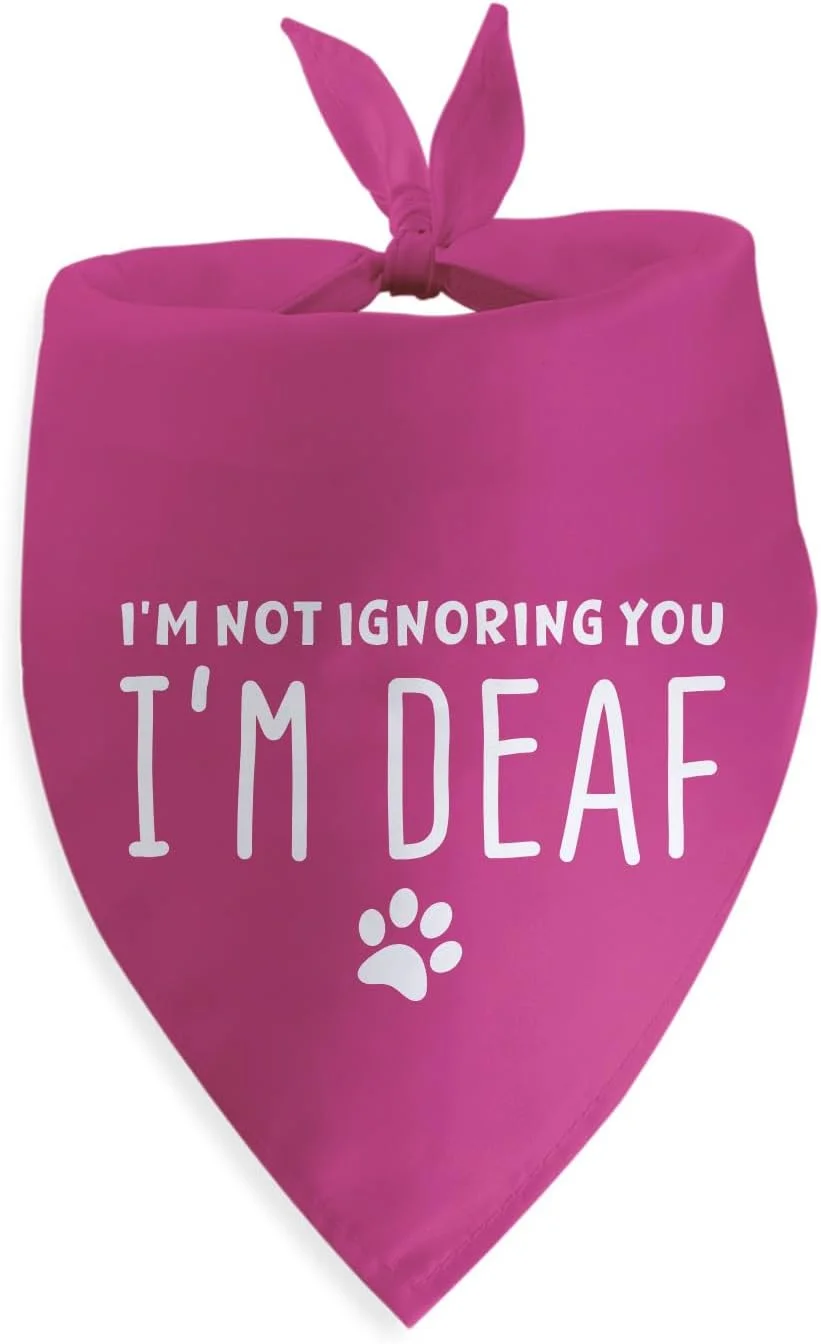 دستمال گردن سگ با طرح «من تو را نادیده نمی گیرم، من ناشنوا هستم» مناسب سگ های بزرگ، متوسط و کوچک، لوازم جانبی سگ ناشنوا، روسری مثلثی حیوانات خانگی، دستمال گردن خنده دار سگ، هدیه، اکسسوری عکس، روسری حیوانات خانگی، هدیه توله سگ