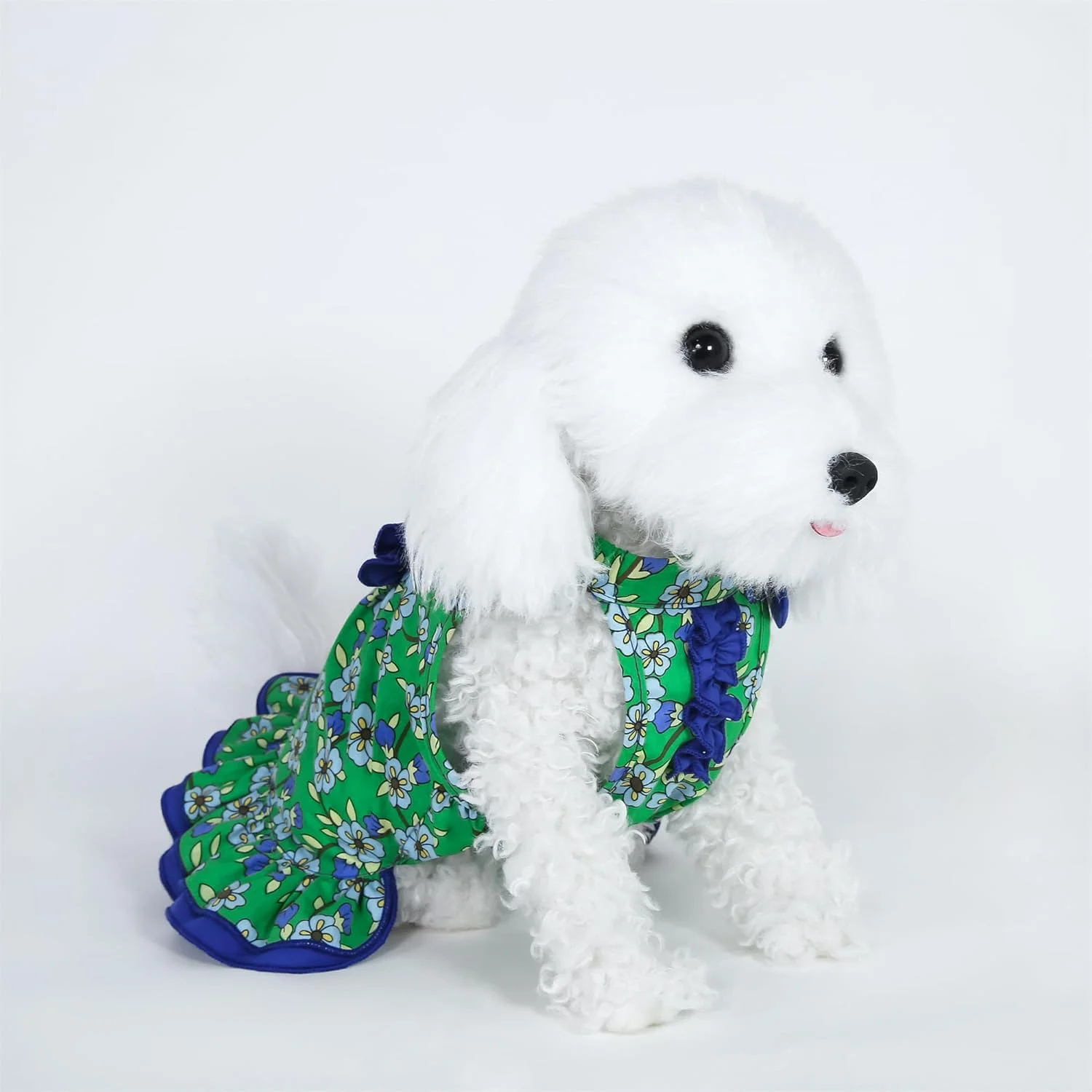 لباس سگ و گربه با طرح گل سبز مناسب سگ های کوچک و متوسط، لباس دخترانه، طرح گلدار، مناسب تولد و تعطیلات، سایز XS S M L XL