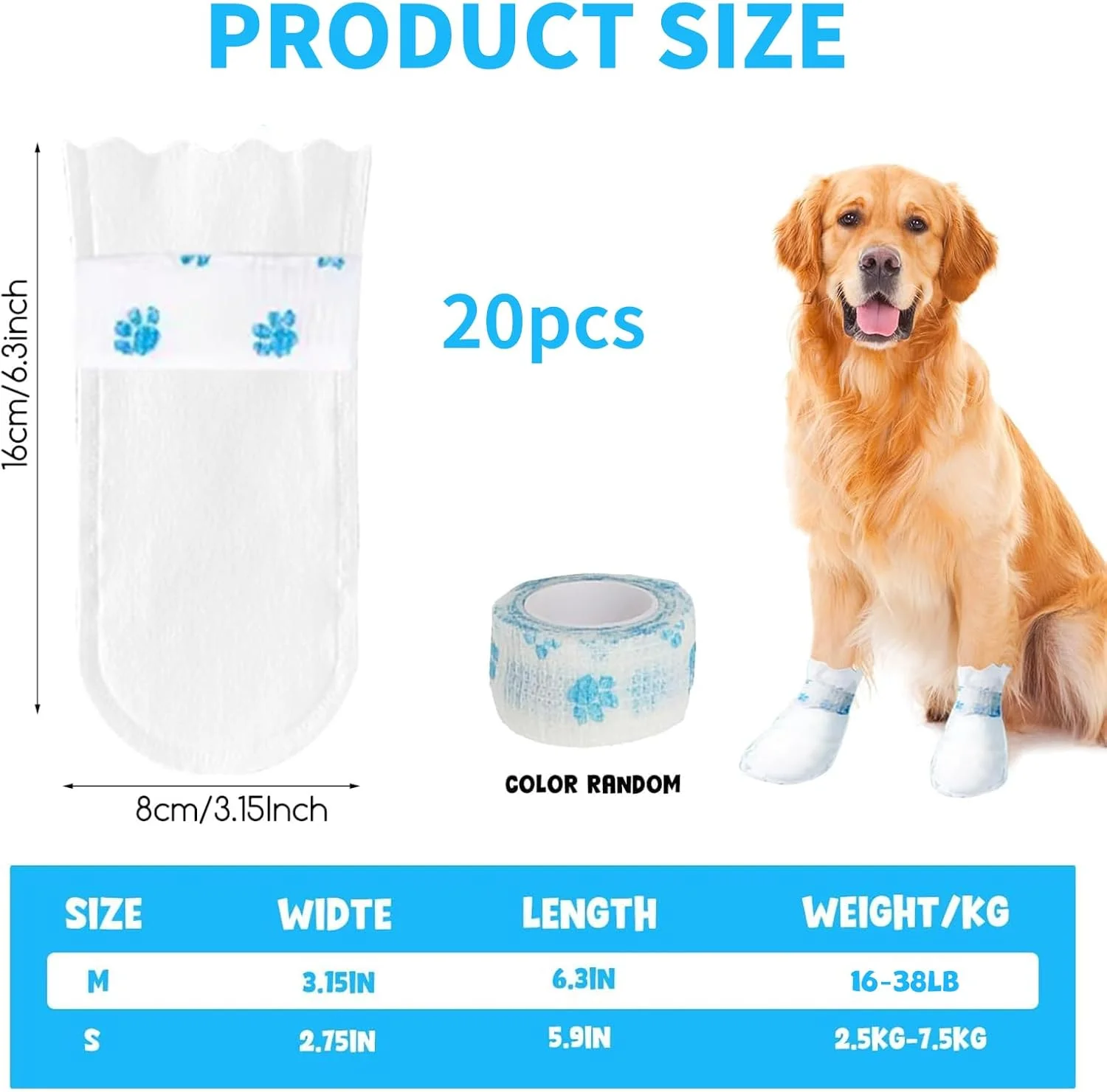 20 عدد پاپوش سگ برای پاهای آسیب دیده، بانداژ سگ برای پاها، کفش سگ ضد آب برای پاهای آسیب دیده با بانداژ خود چسب، محافظ پای سگ، پوشش بانداژ برای پیاده روی در فضای داخلی و خارجی (M(16-38lb)) 20 عدد پاپوش سگ برای پاهای آسیب دیده، بانداژ سگ برای پاها، کفش سگ ضد آب برای پاهای آسیب دیده با بانداژ خود چسب، محافظ پای سگ، پوشش بانداژ برای پیاده روی در فضای داخلی و خارجی (M(16-38lb))