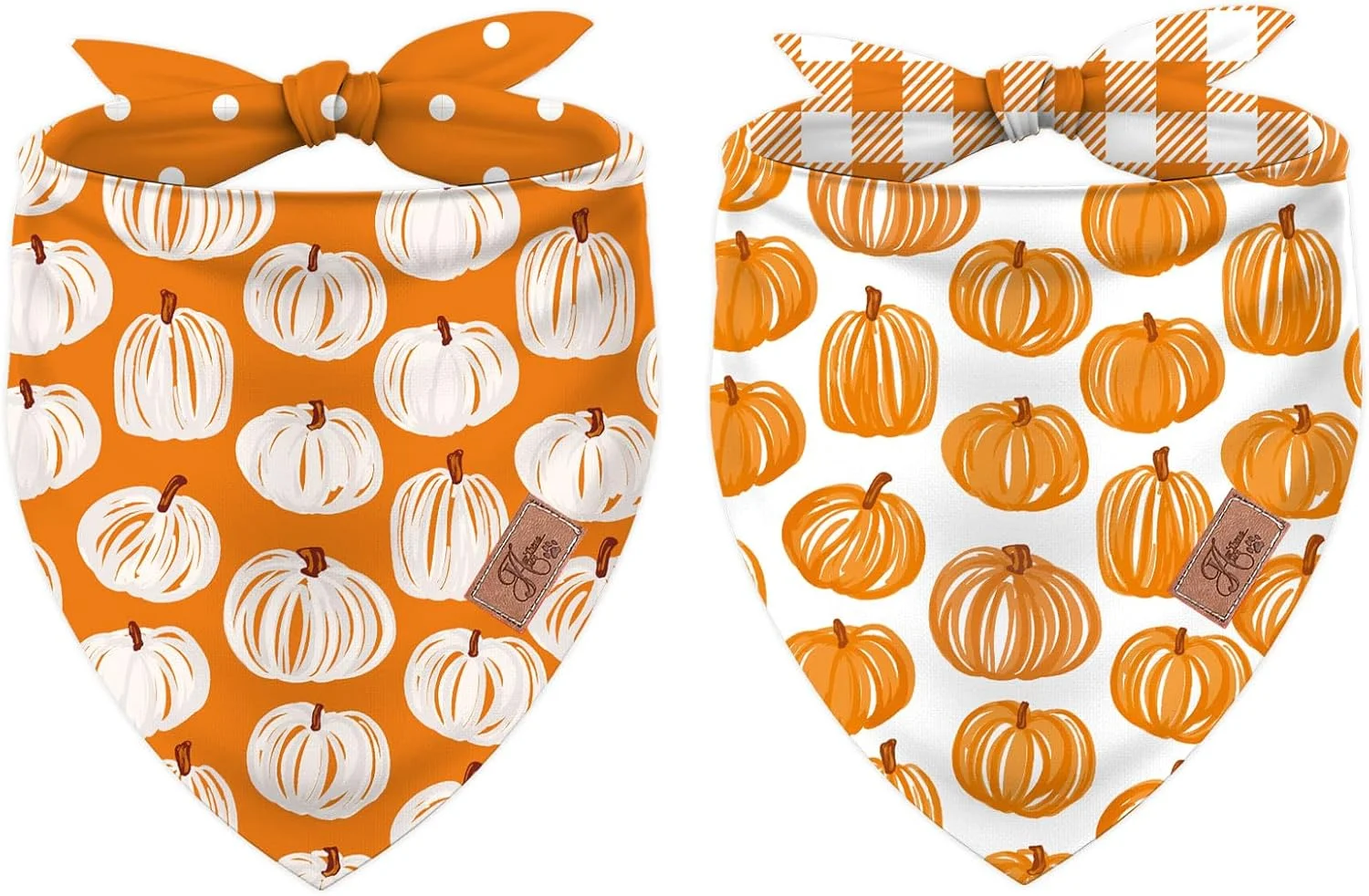 2 عدد دستمال گردن سگ طرح پاییز، دستمال سه گوش ضخیم طرح کدو تنبل، شال حیوانات خانگی نارنجی چهارخانه خال خالی قابل برگشت، دستمال گردن سگ قابل تنظیم برای لوازم جانبی لباس جشن شکرگزاری