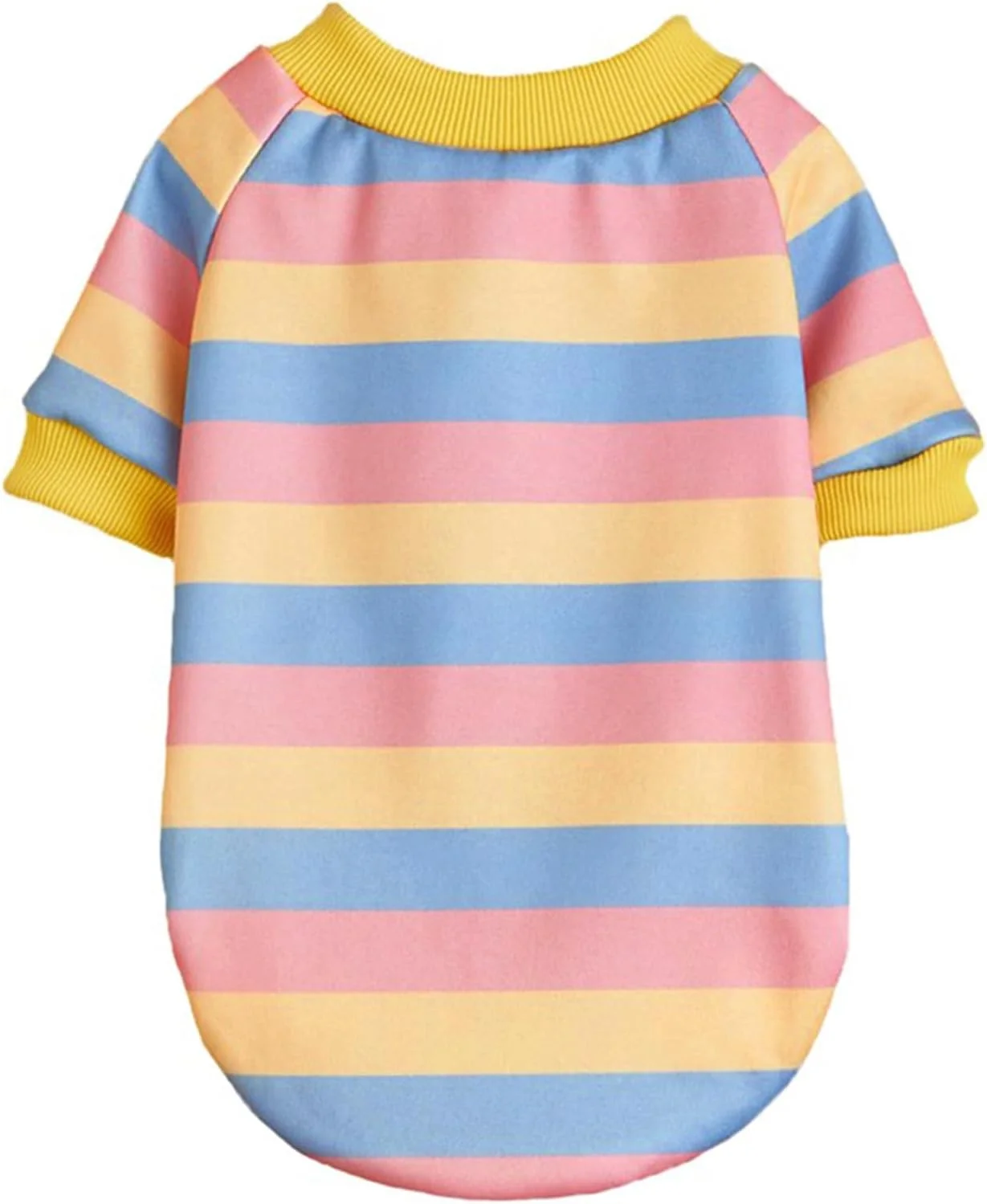 پلیور راه راه سگ برای سگ های کوچک، گرمکن زمستانی، لباس گرم حیوانات خانگی، لباس گربه سگ، صورتی زرد، بزرگ (DST-01)