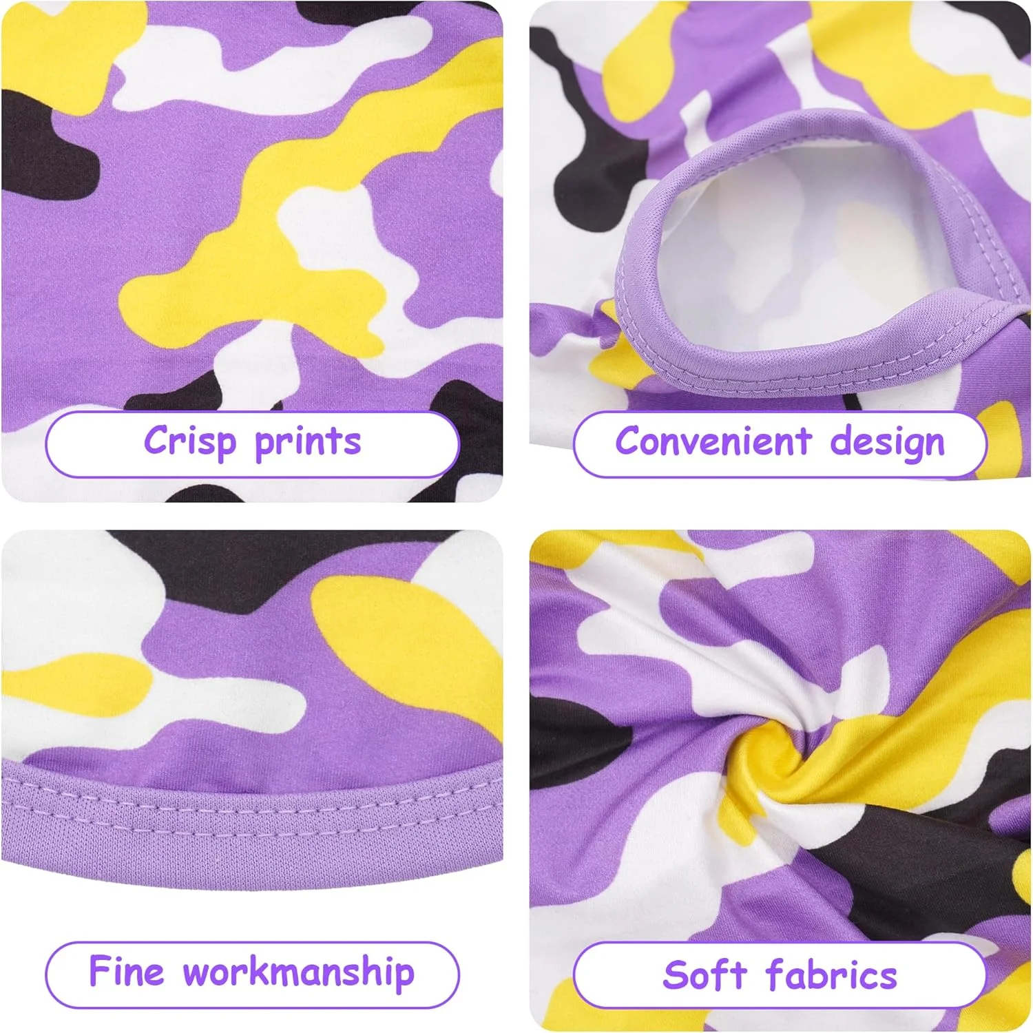 ست 2 عددی تیشرت سگ، طرح استتار، صورتی و بنفش، مناسب توله سگ های خیلی کوچک، گربه ها، دخترانه، آستین حلقه ای، تاپ، لباس، جلیقه، نرم، سبک وزن، کشسان، سایز XS