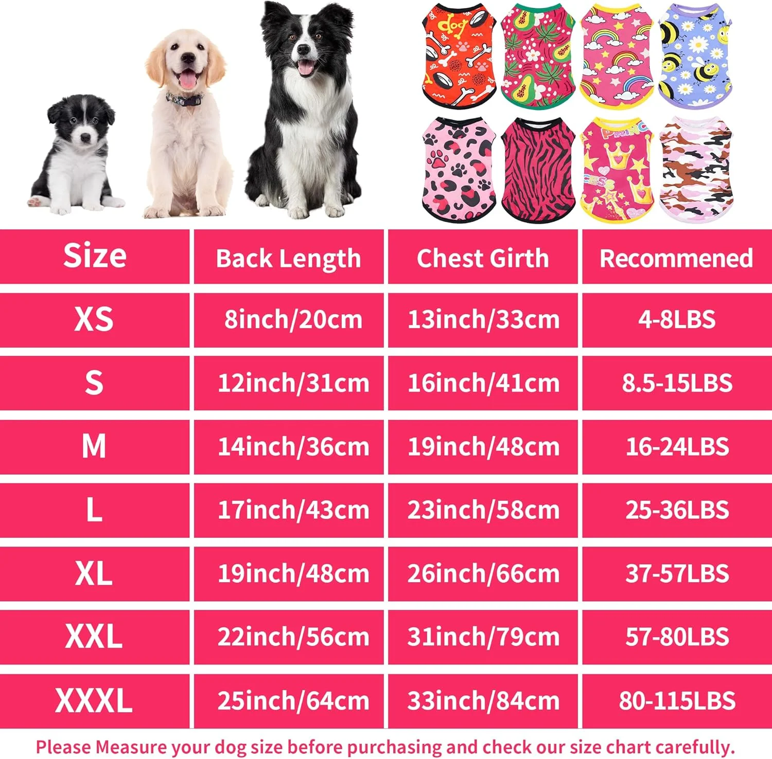 ست ۸ تایی تیشرت سگ دخترانه بدون آستین، لباس سگ، جلیقه، نرم، سبک، کشسان، رنگ صورتی و بنفش، سایز بزرگ