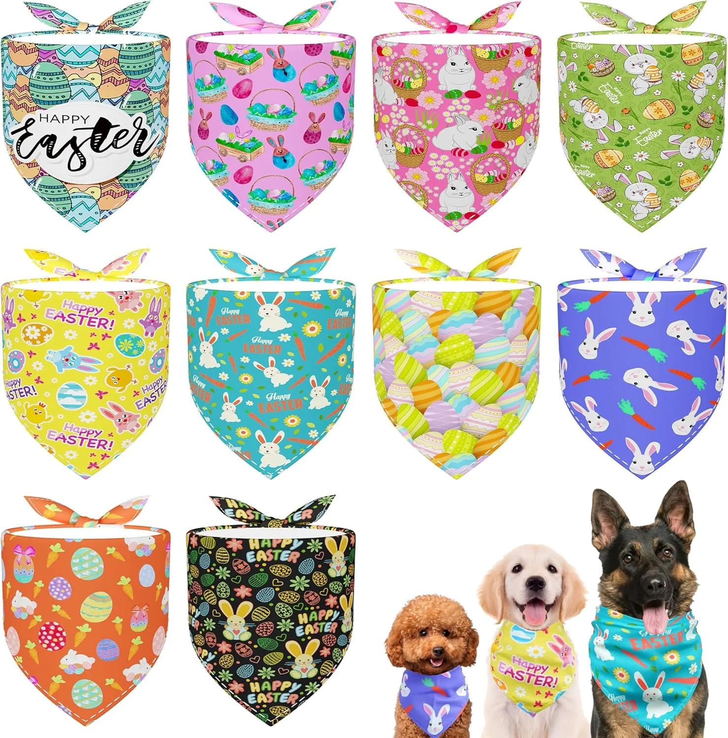 JpGdn بسته 10 عددی دستمال گردن سگ برای سگ های کوچک و خیلی کوچک، گربه ها، پیشبند مثلثی، شال گردن، لوازم آرایش پسرانه و دخترانه