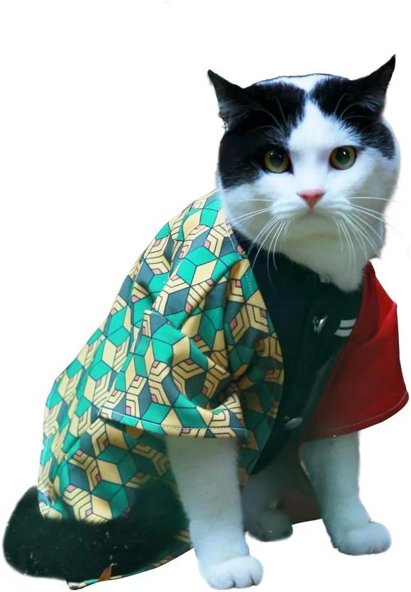 لباس حیوانات خانگی طرح انیمه شیطان کش، لباس کارتونی حیوانات خانگی کیمتسو نو یایبا، لباس Cosplay برای گربه و سگ کوچک، لباس گربه کریسمس (تومیوکا گیو)