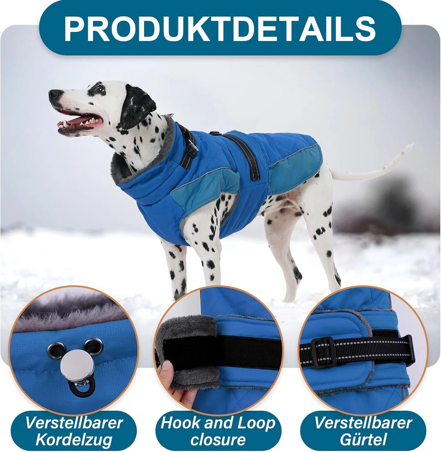 کت سگ سایز S، کت زمستانی سگ با یقه بلند، کت زمستانی سگ برای سگ های کوچک، ژاکت سگ برای هوای سرد، ژاکت گرم سگ با هارنس برای اشناوزر مینیاتوری، بازی در برف، آبی، S