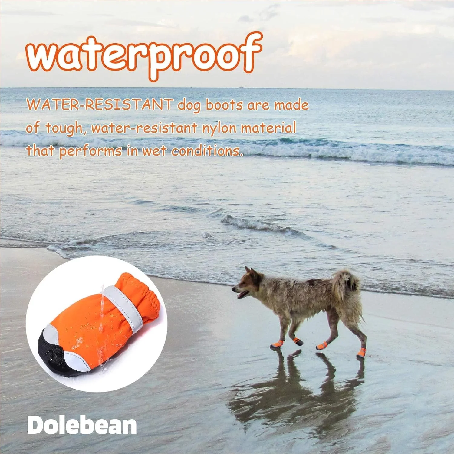 کفش سگ خزنه برای سگ های بزرگ و متوسط، چکمه سگ با بندهای قابل تنظیم، زیره ضد لغزش مقاوم، چکمه ضد آب برای سگ، مناسب ورزش، دویدن، پیاده روی، محافظ پنجه حیوانات خانگی، راحت و آسان برای پوشیدن، سایز 8