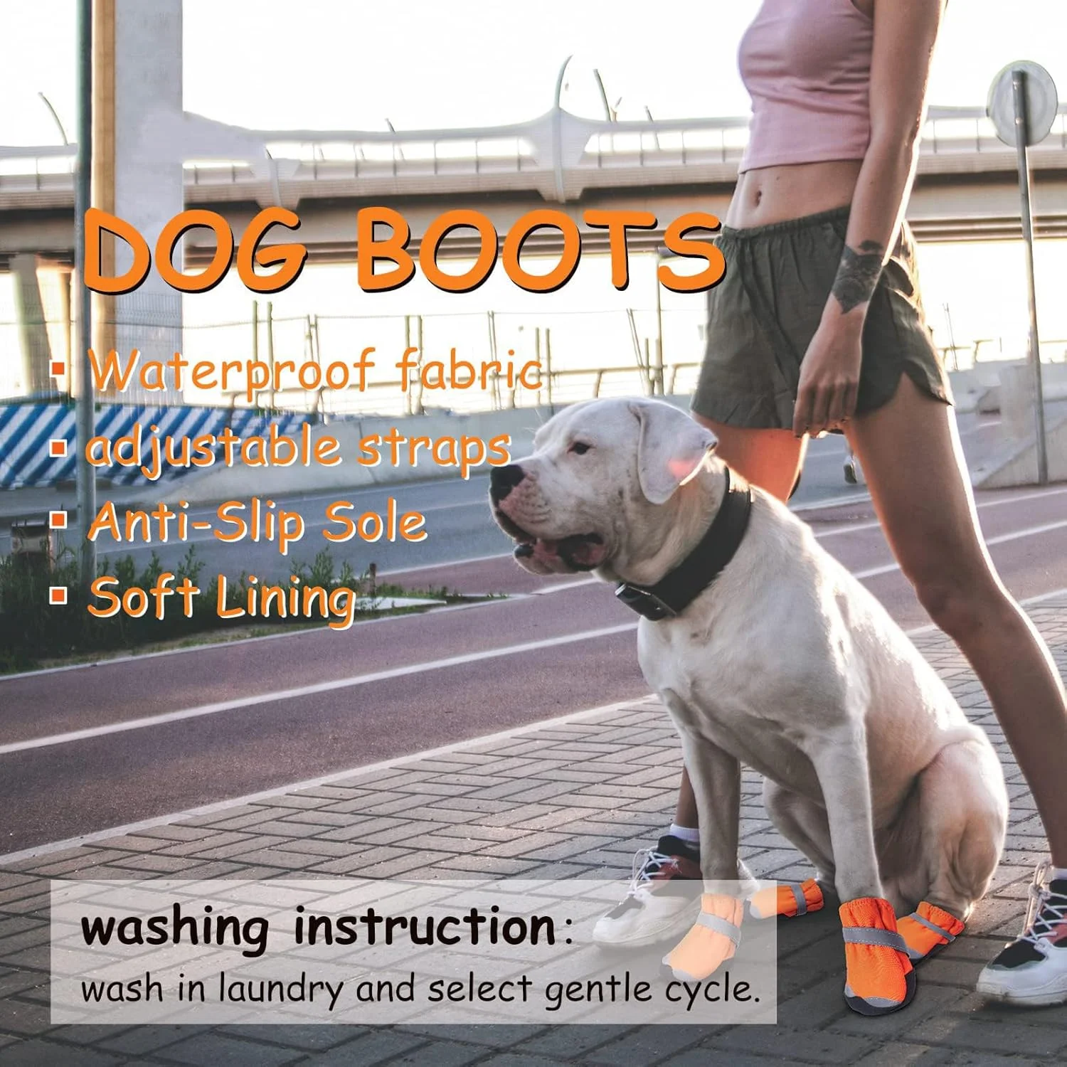 کفش سگ خزنه برای سگ های بزرگ و متوسط، چکمه سگ با بندهای قابل تنظیم، زیره ضد لغزش مقاوم، چکمه ضد آب برای سگ، مناسب ورزش، دویدن، پیاده روی، محافظ پنجه حیوانات خانگی، راحت و آسان برای پوشیدن، سایز 8