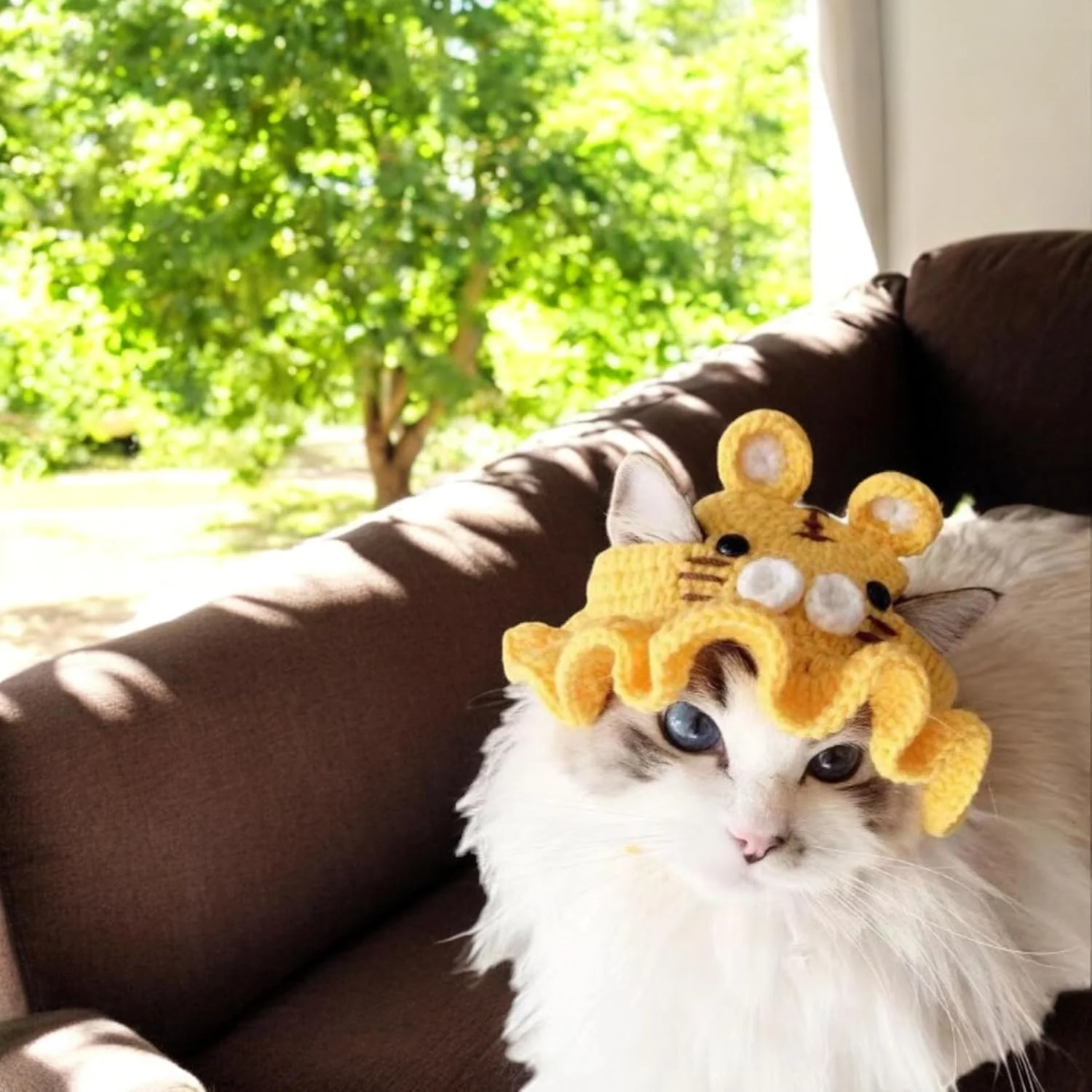 کلاه بافتنی بامزه برای گربه، کلاه های خرگوشی خنده دار قلاب بافی برای گربه ها، سگ کوچک، خرگوش، لباس گربه خانگی برای جشن تولد، هالووین، لوازم جانبی لباس گربه، 2 عدد (خرگوش، ببر)