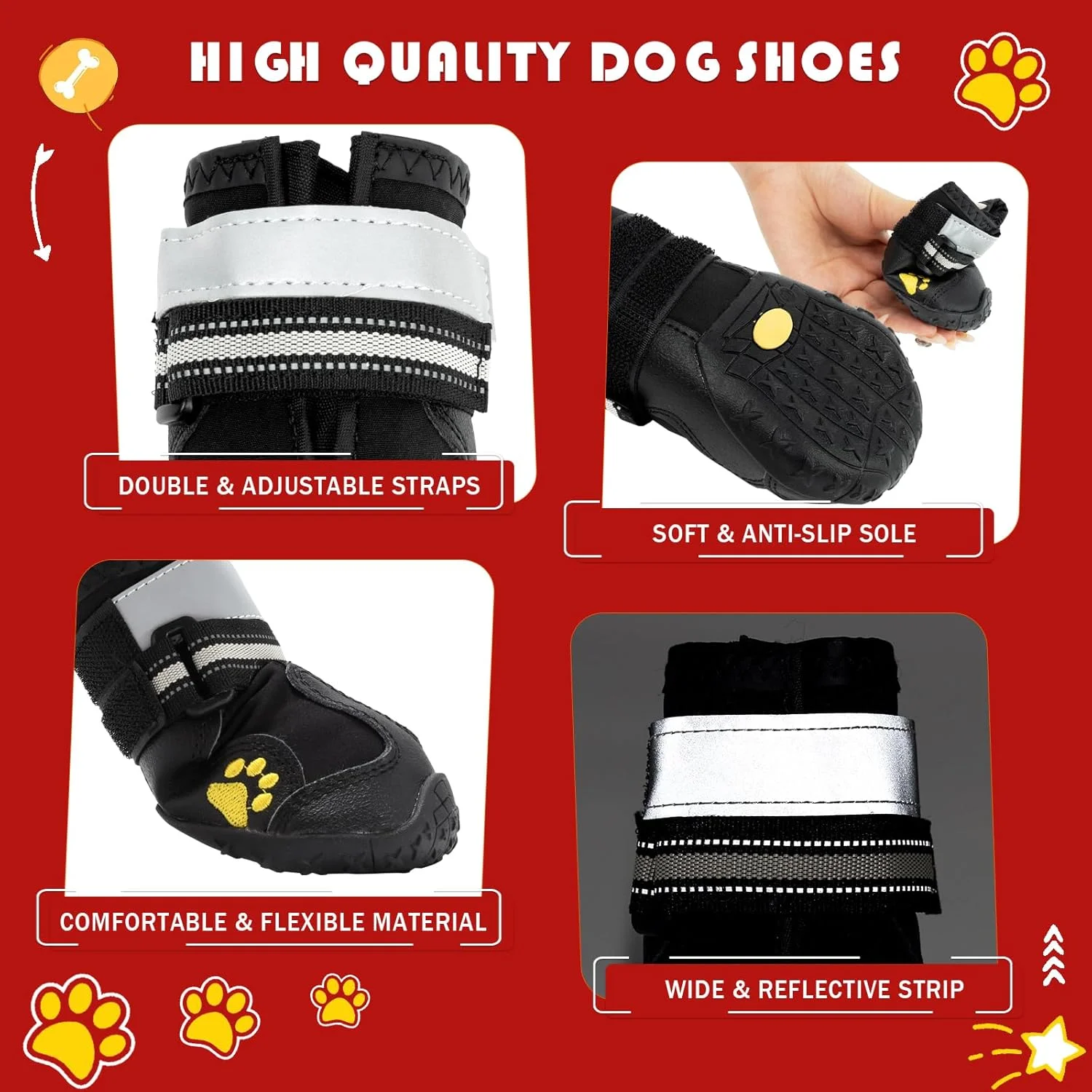 کفش سگ KodMtiz، 6x6.5 سانتی متر، 4 عدد کفش سگ KodMtiz، 6x6.5 سانتی متر، 4 عدد